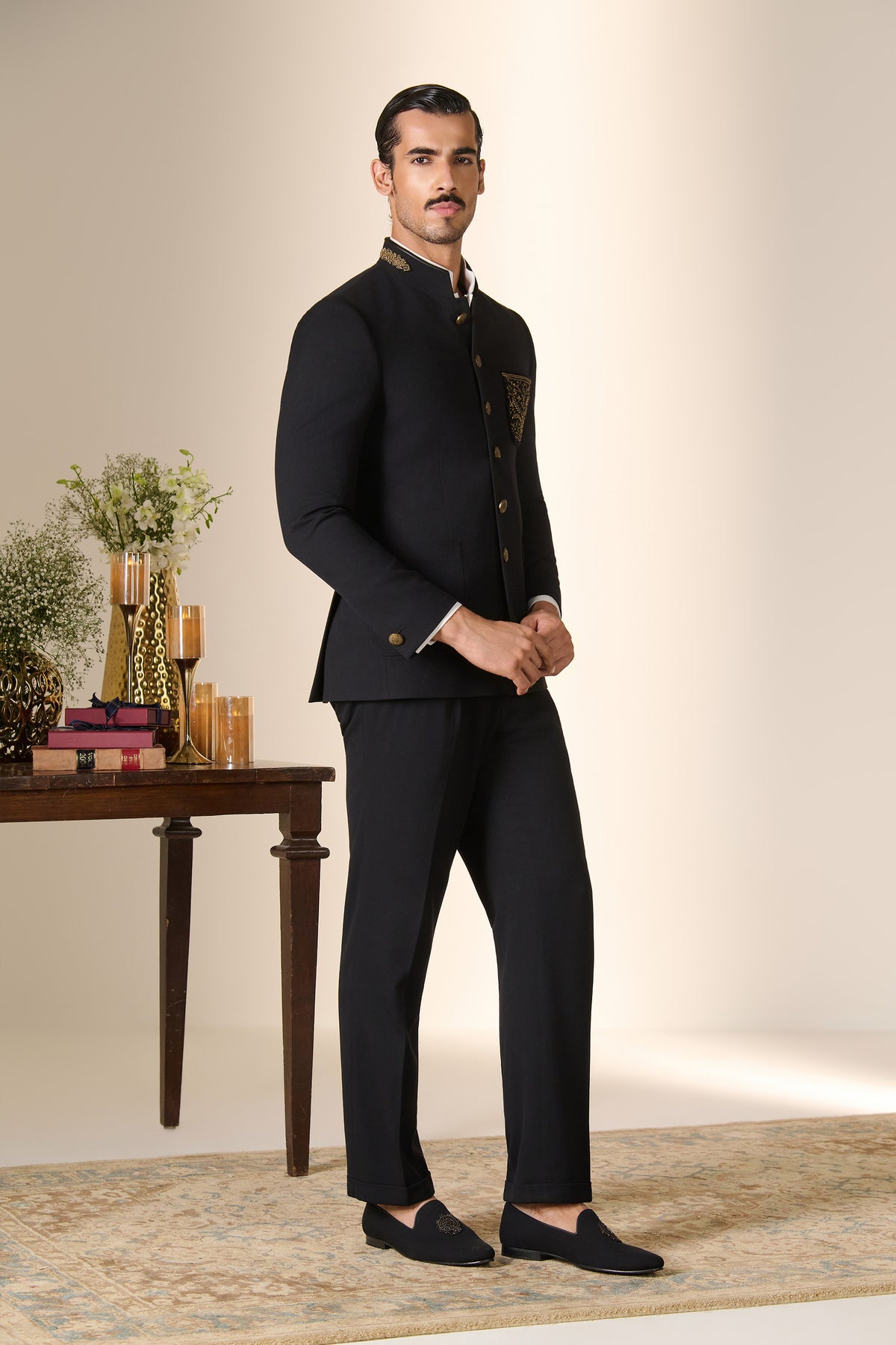 Black Zari Detail Bandhgala