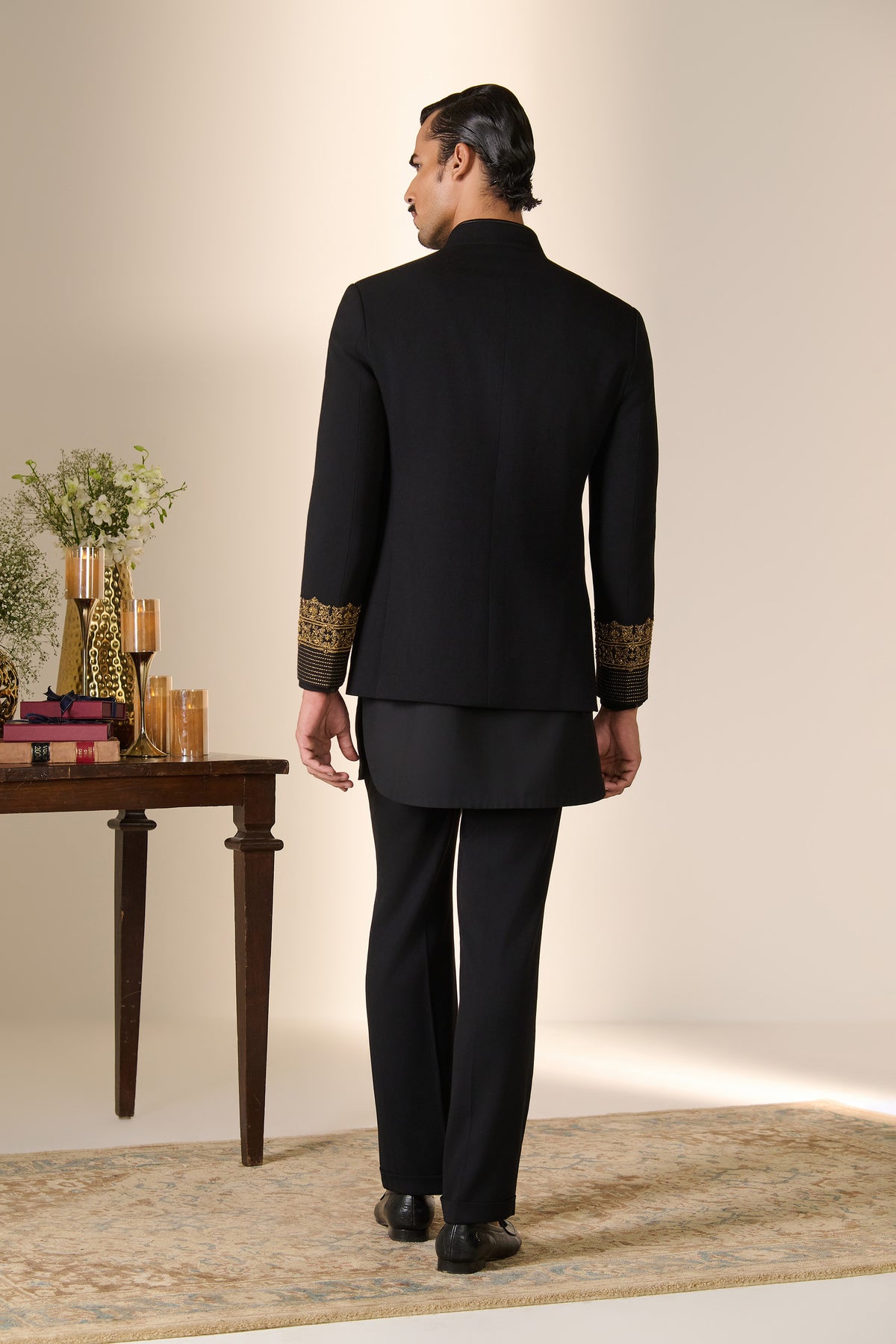 Black Zari Cuff Bandhgala