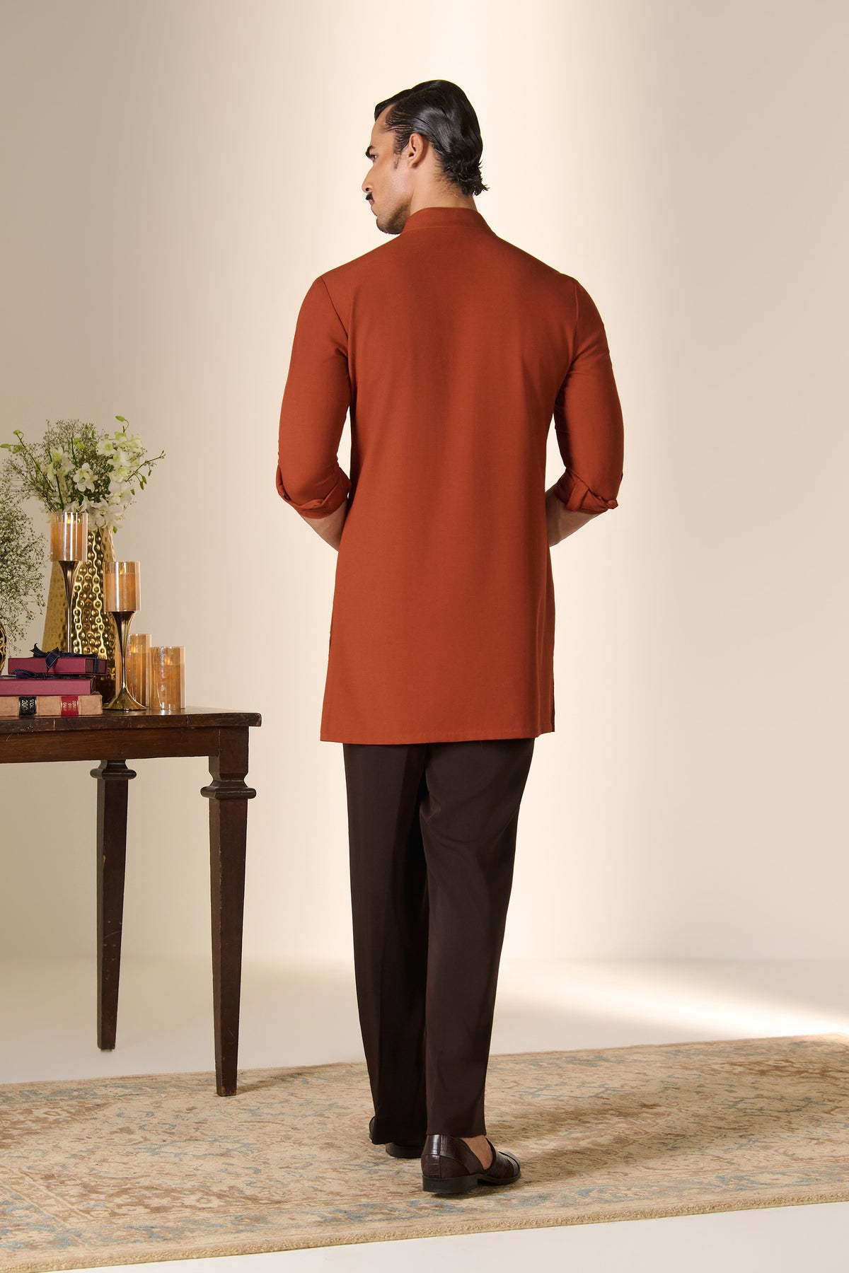 Rust Embroidered Kurta