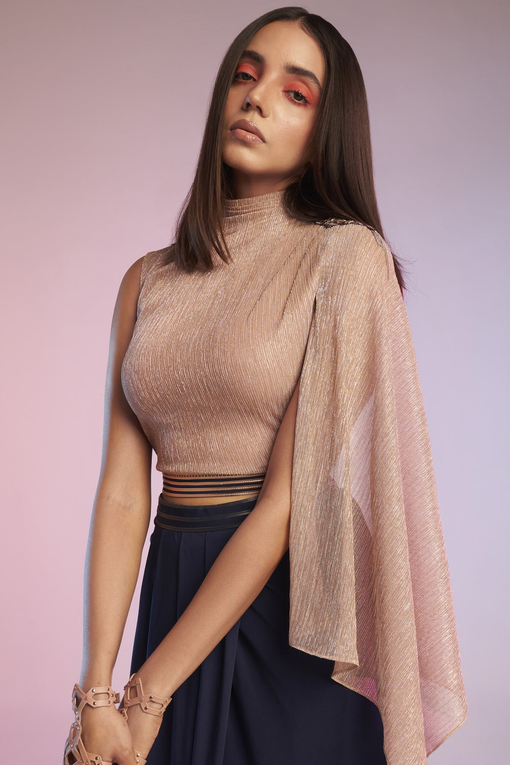 Metallic Georgette Crop Top
