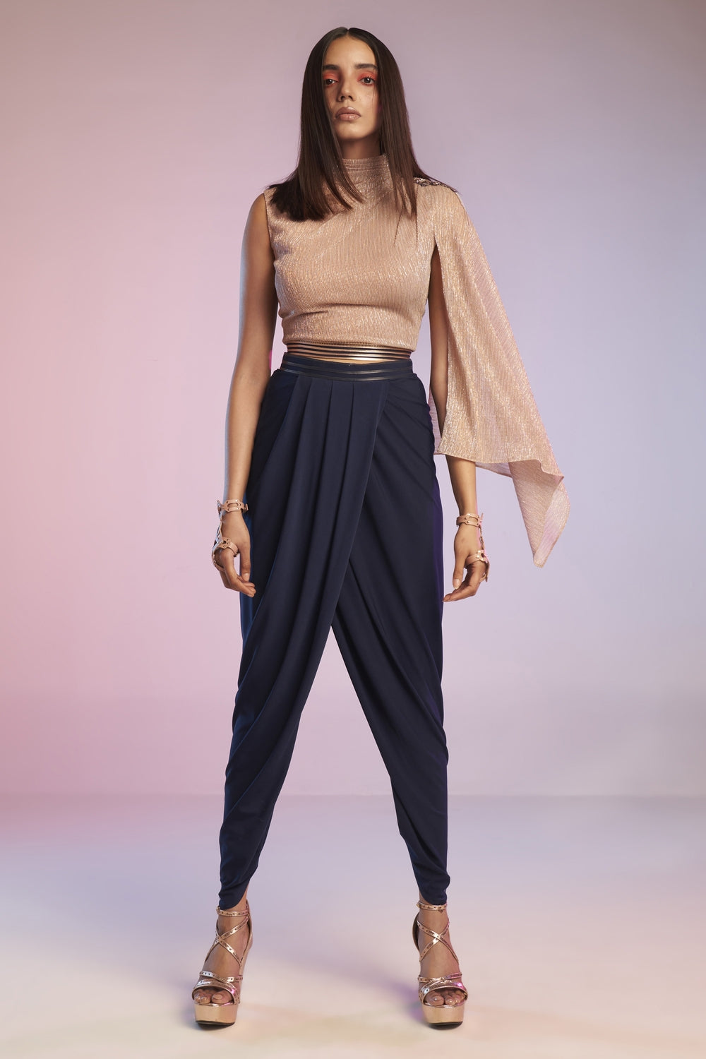 Metallic Georgette Crop Top