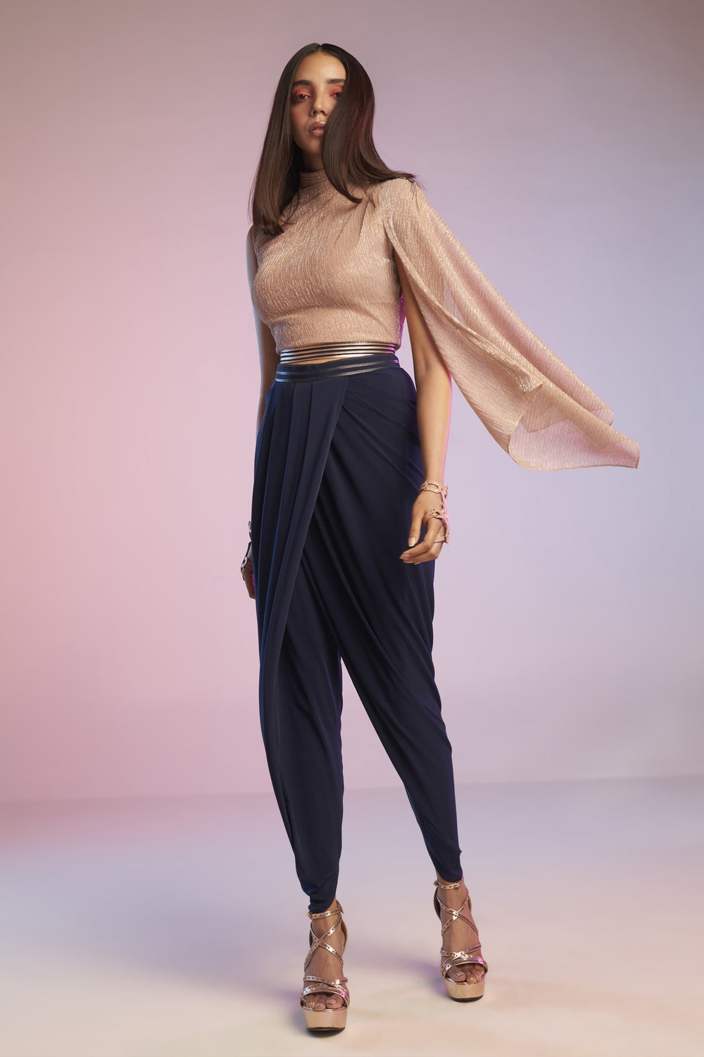 Metallic Georgette Crop Top