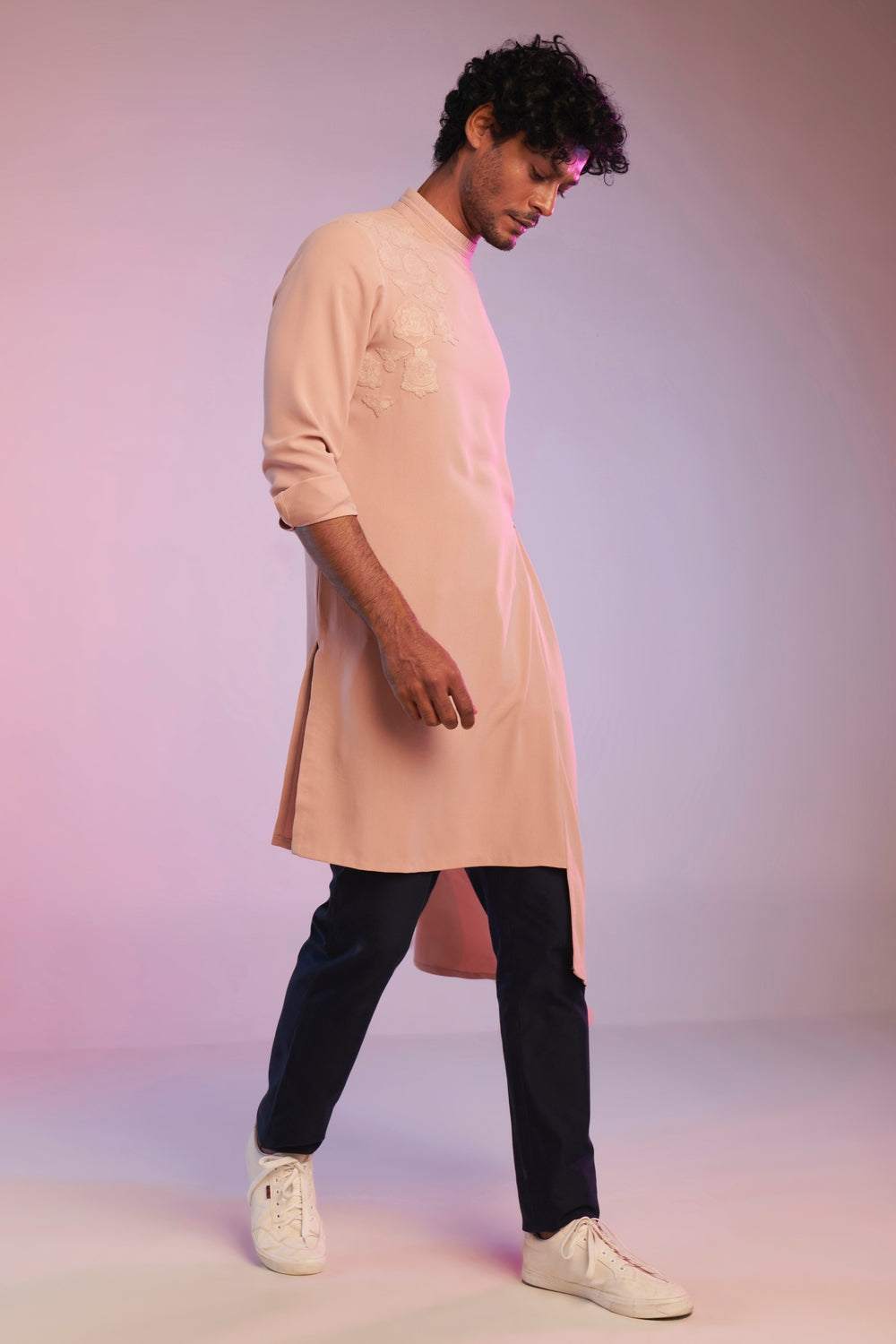 Pastel Rose Kurta with Neo-Drape