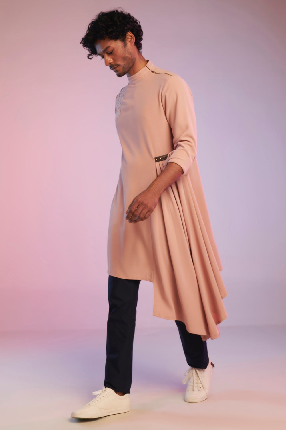 Pastel Rose Kurta with Neo-Drape