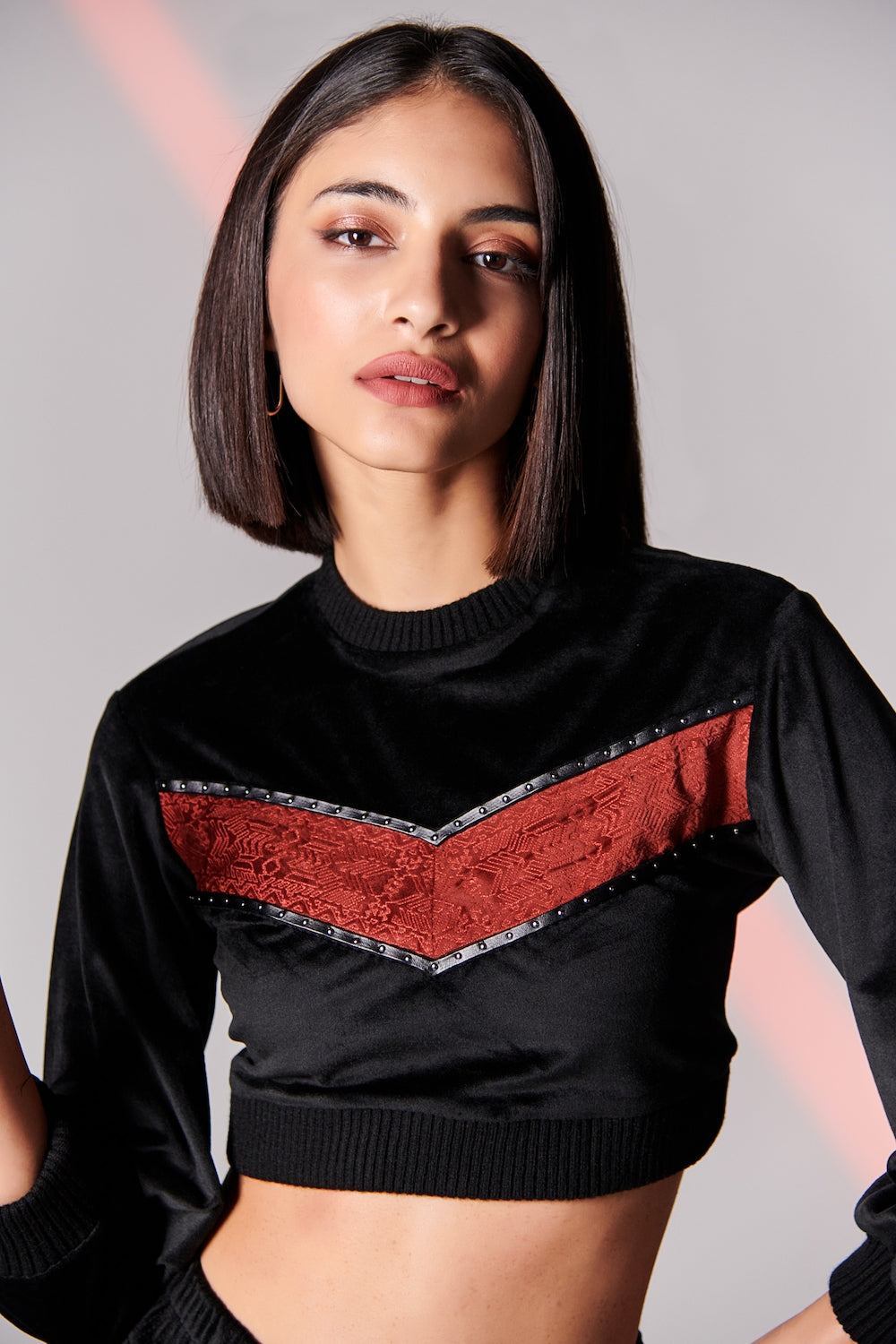 Cropped Velvet Sweatshirt
