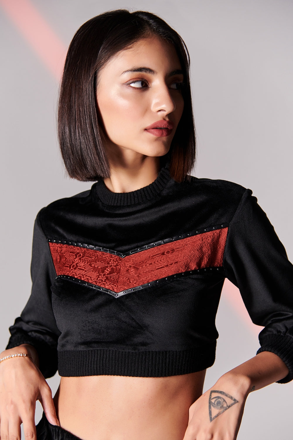 Cropped Velvet Sweatshirt