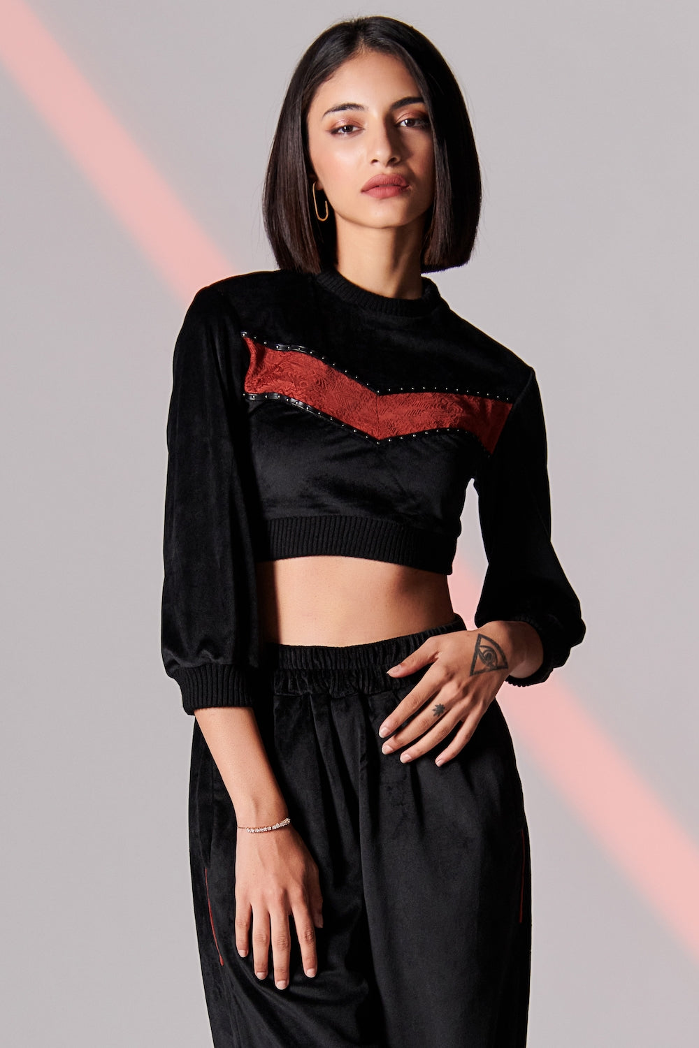Cropped Velvet Sweatshirt