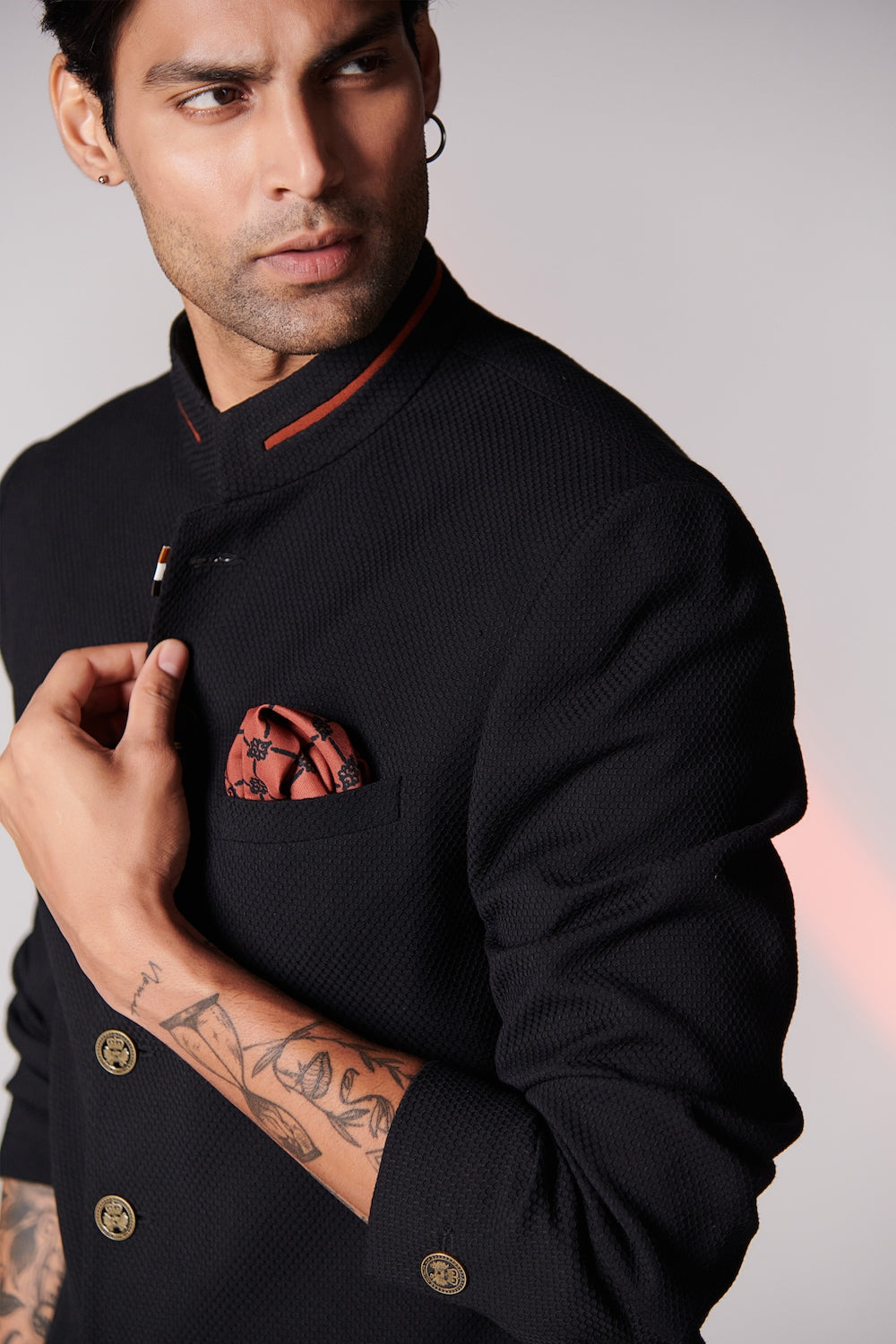 Minimalist Sherwani with Colour Block Details