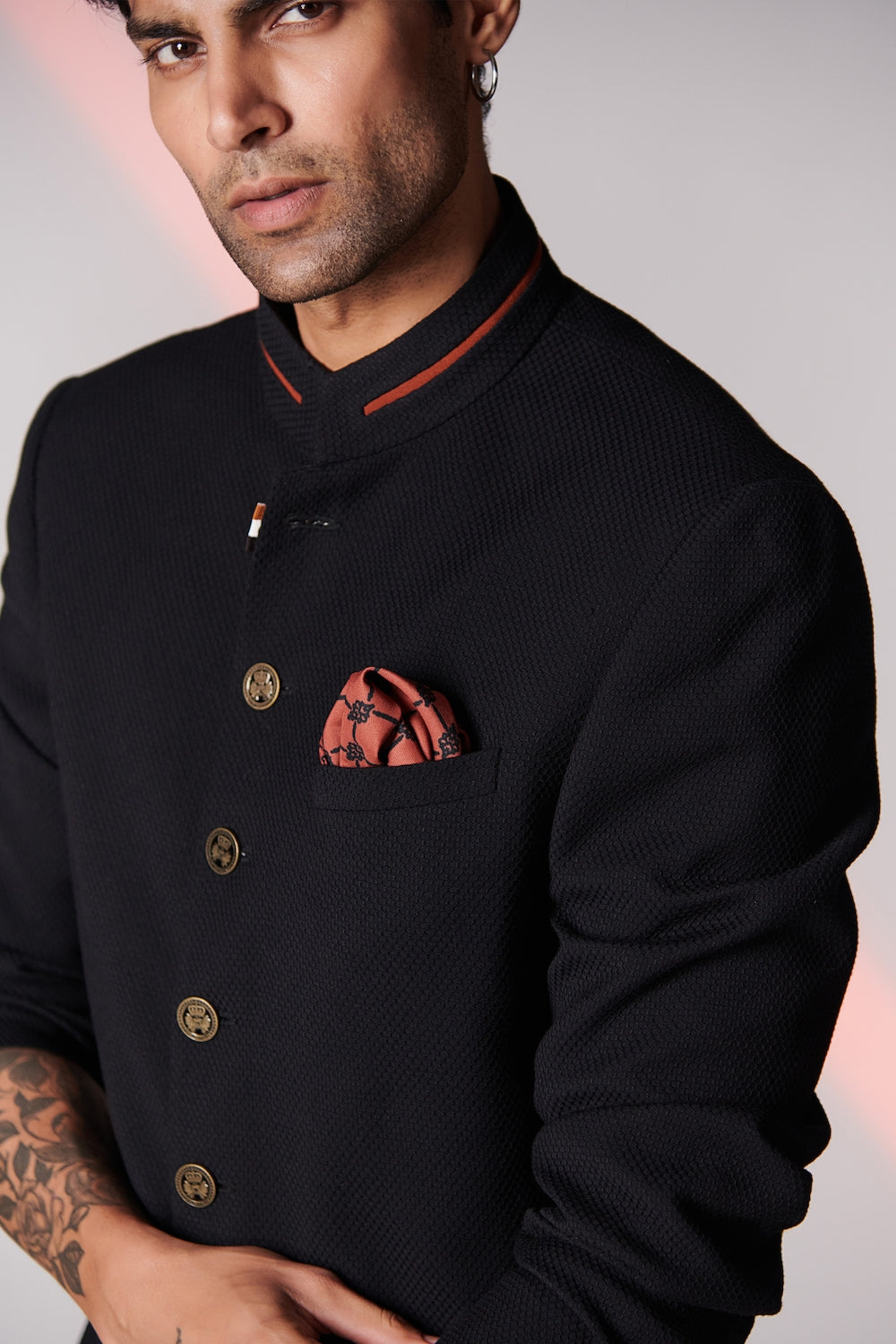 Minimalist Sherwani with Colour Block Details