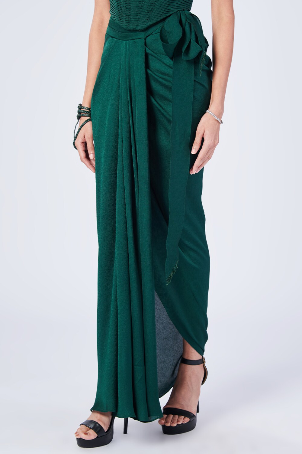 Amyra Dastur In Emerald Wrap-Around skirt
