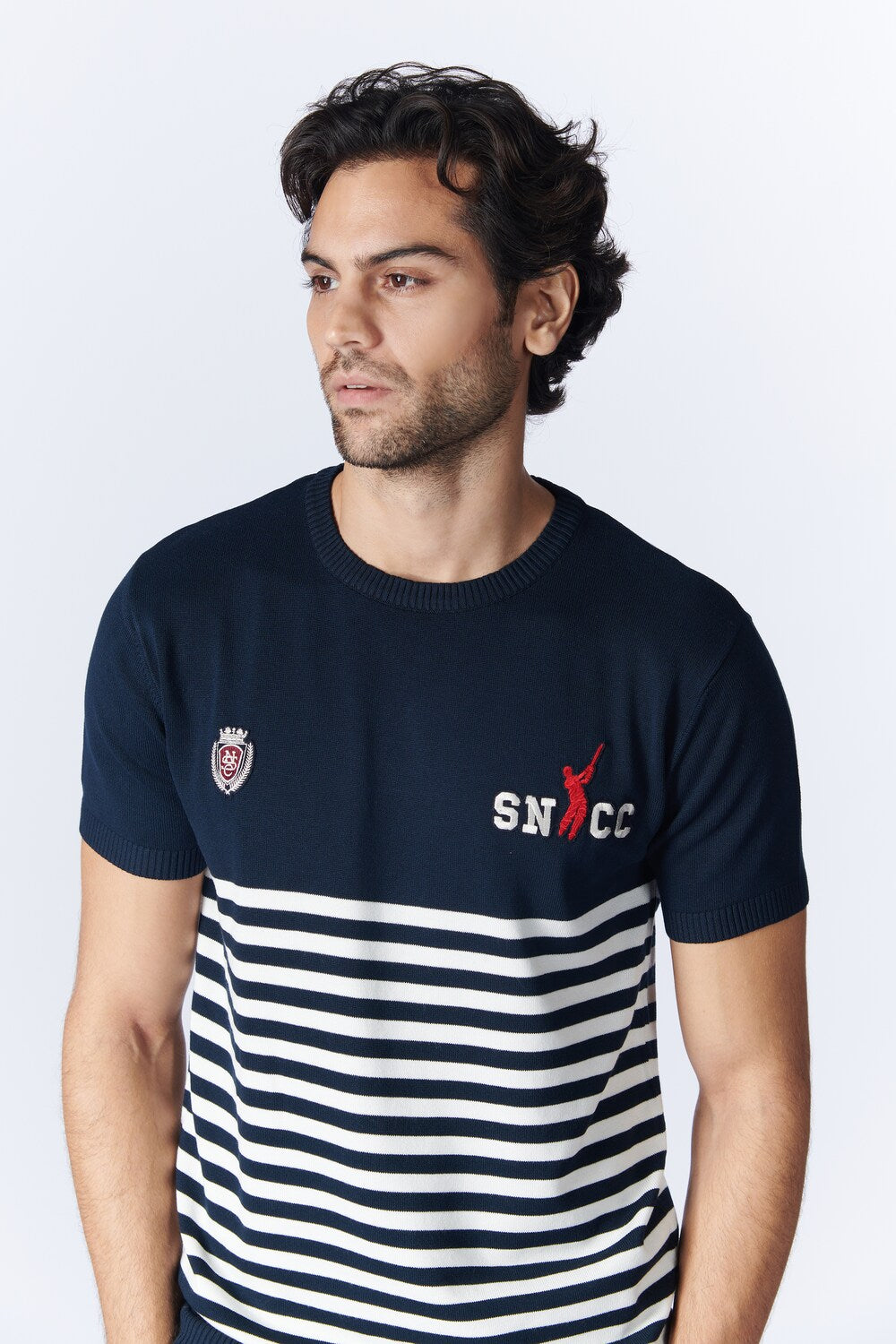 SNCC Navy Stripe Polo T-shirt