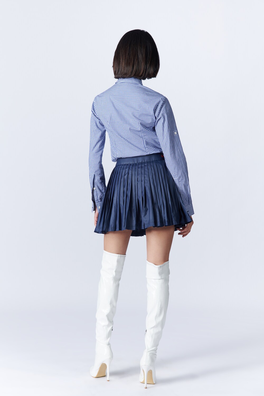 SNCC Crop Shirt with Cascade Collar