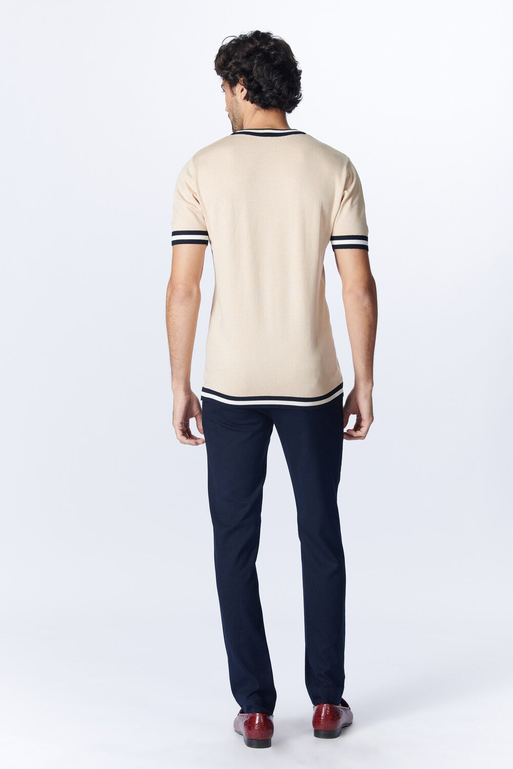 SNCC Beige Knit T-Shirt with Patch Logo