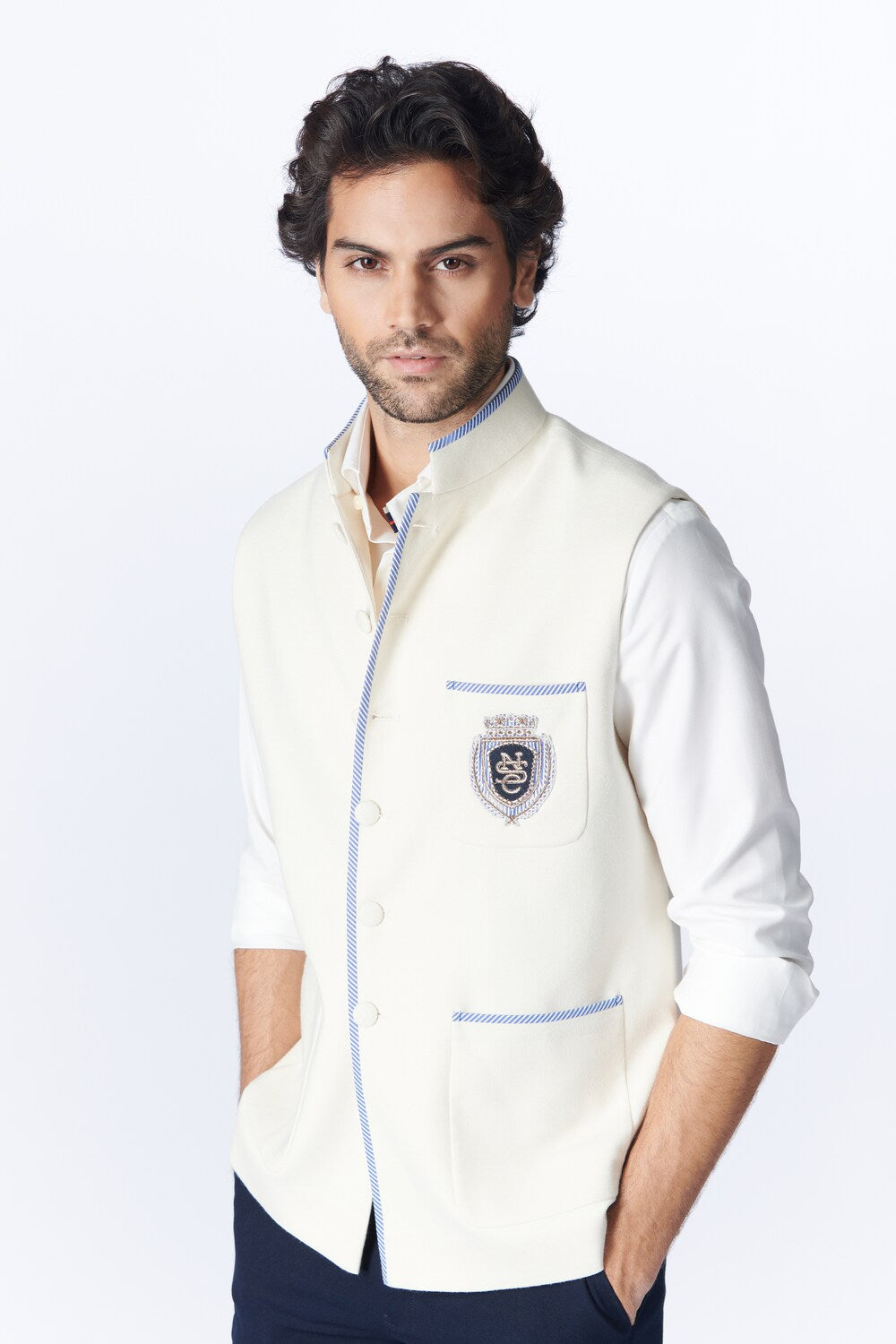 Zaeden In SNCC Waistcoat with Contrast Piping
