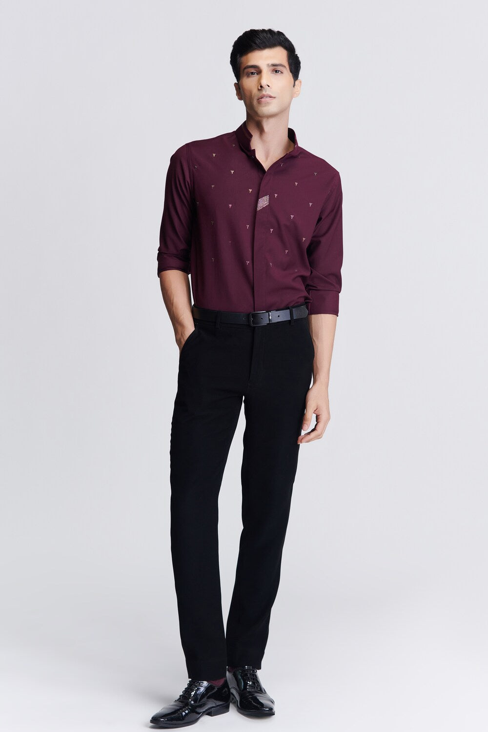 Plum Embellished Shirt
