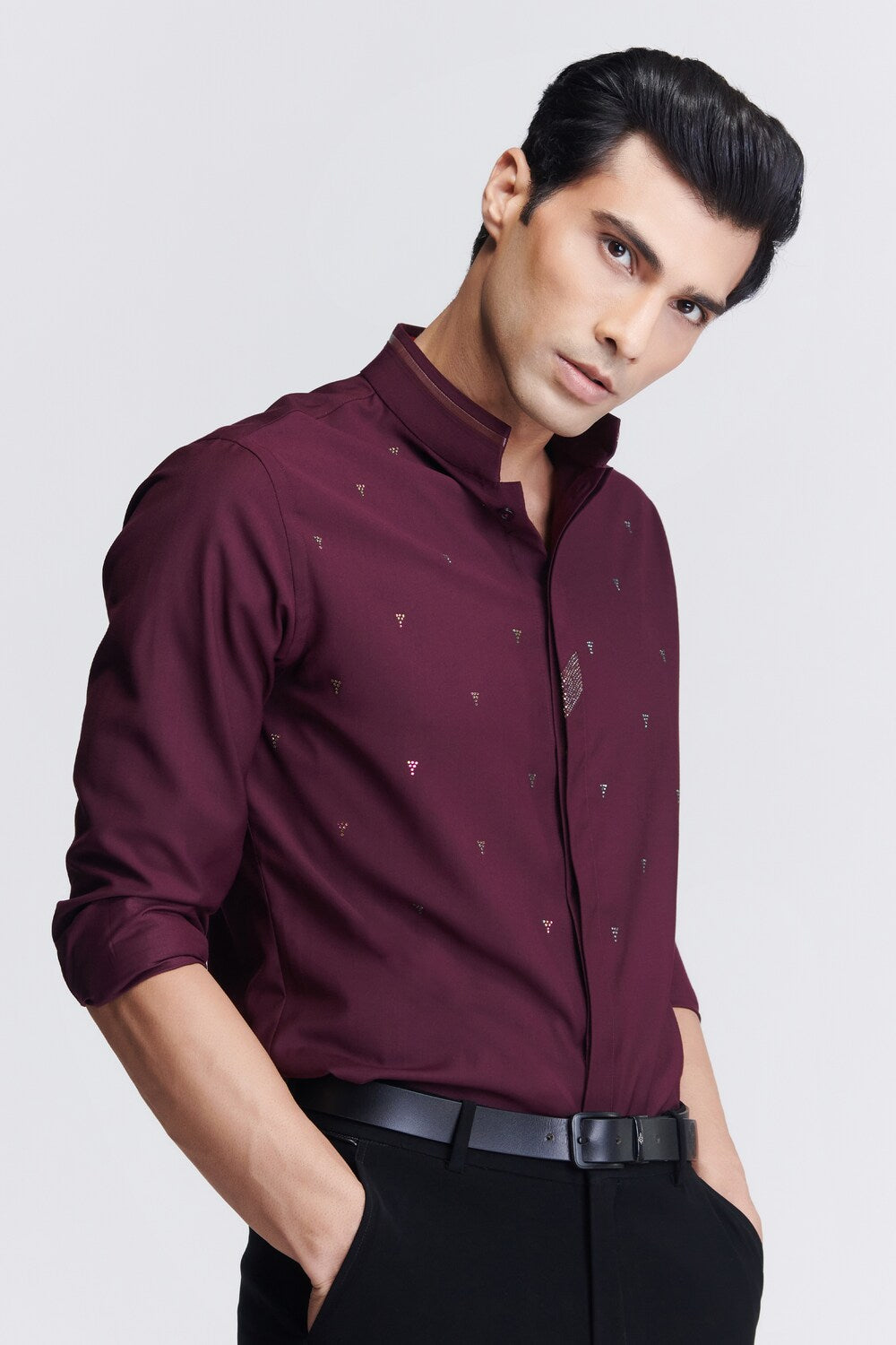 Plum Embellished Shirt