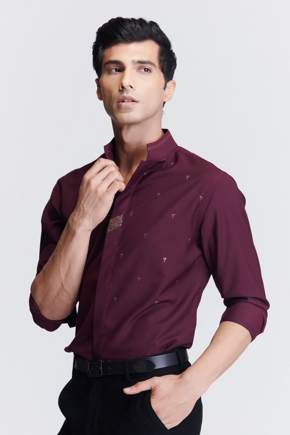 Plum Embellished Shirt