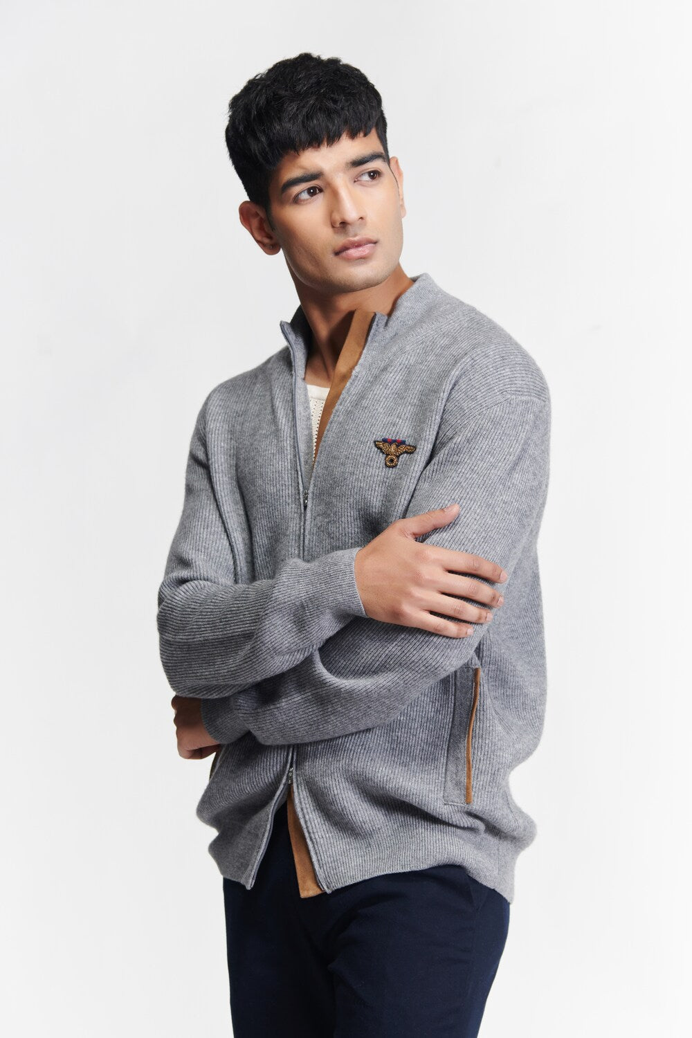 Grey Crested Cardigan