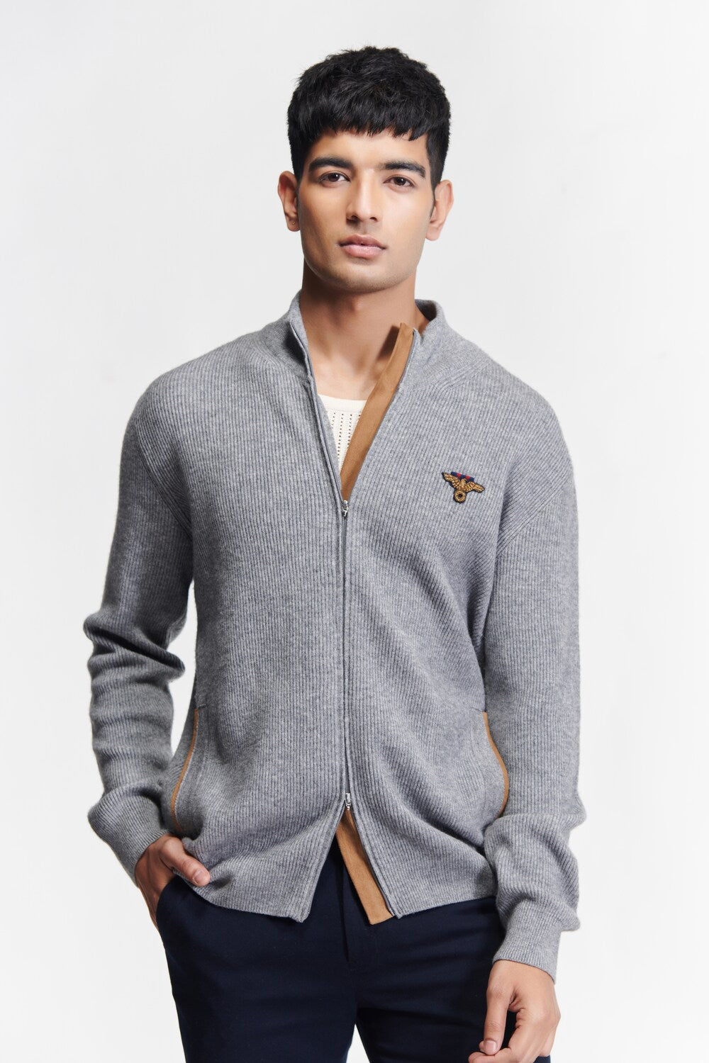 Grey Crested Cardigan