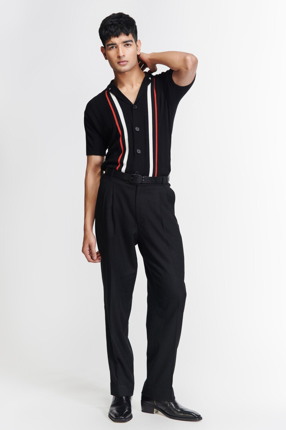 Black Striped Bowling Shirt