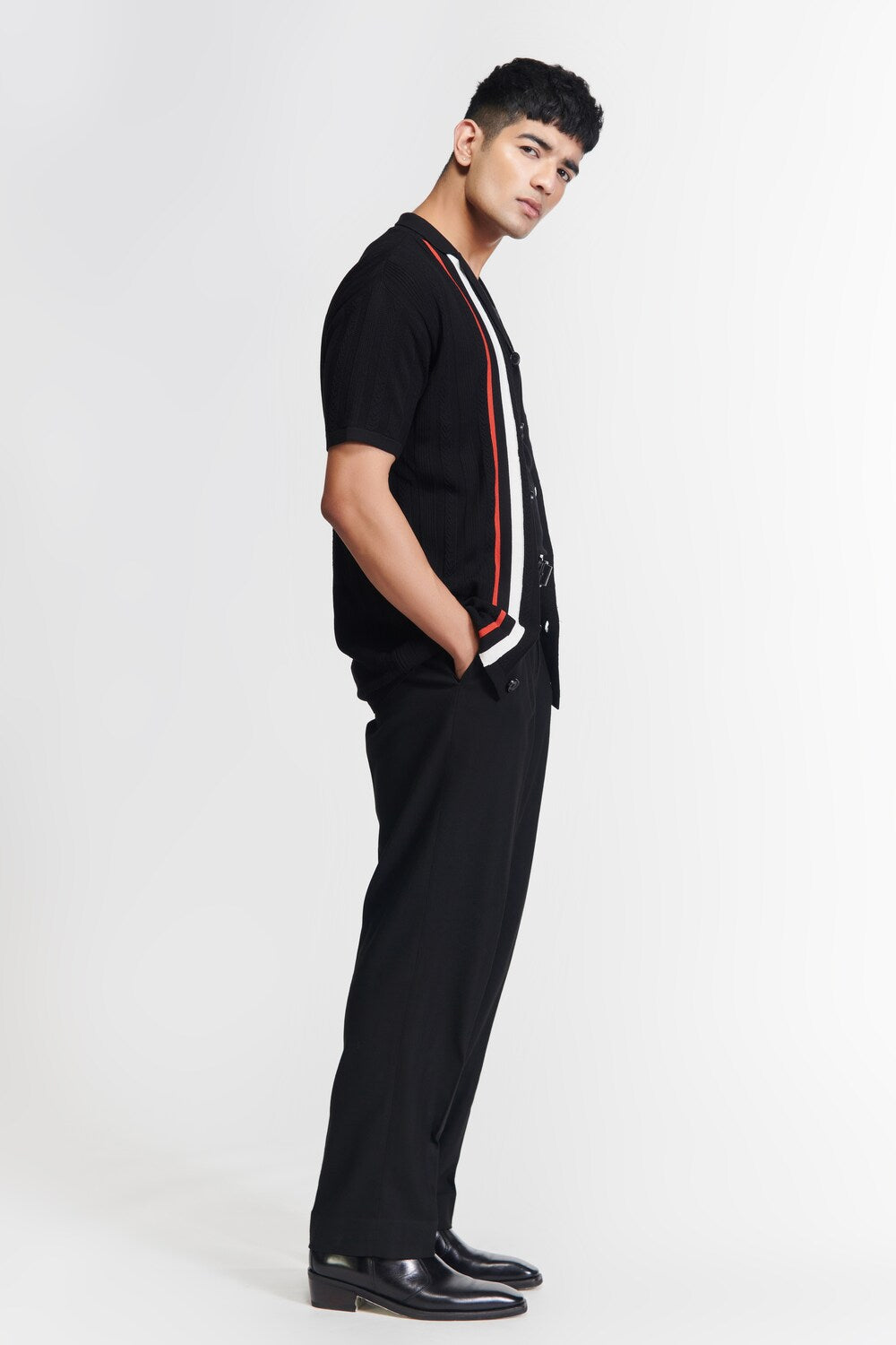 Black Striped Bowling Shirt