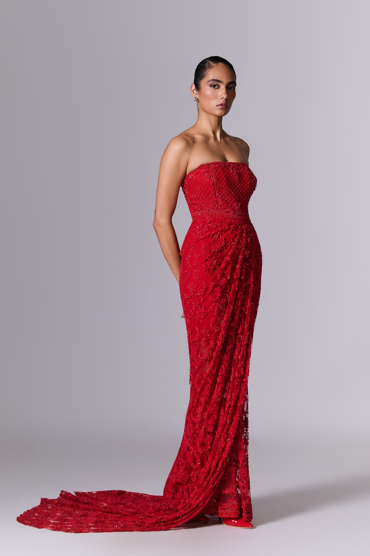 Red Embellished Gown