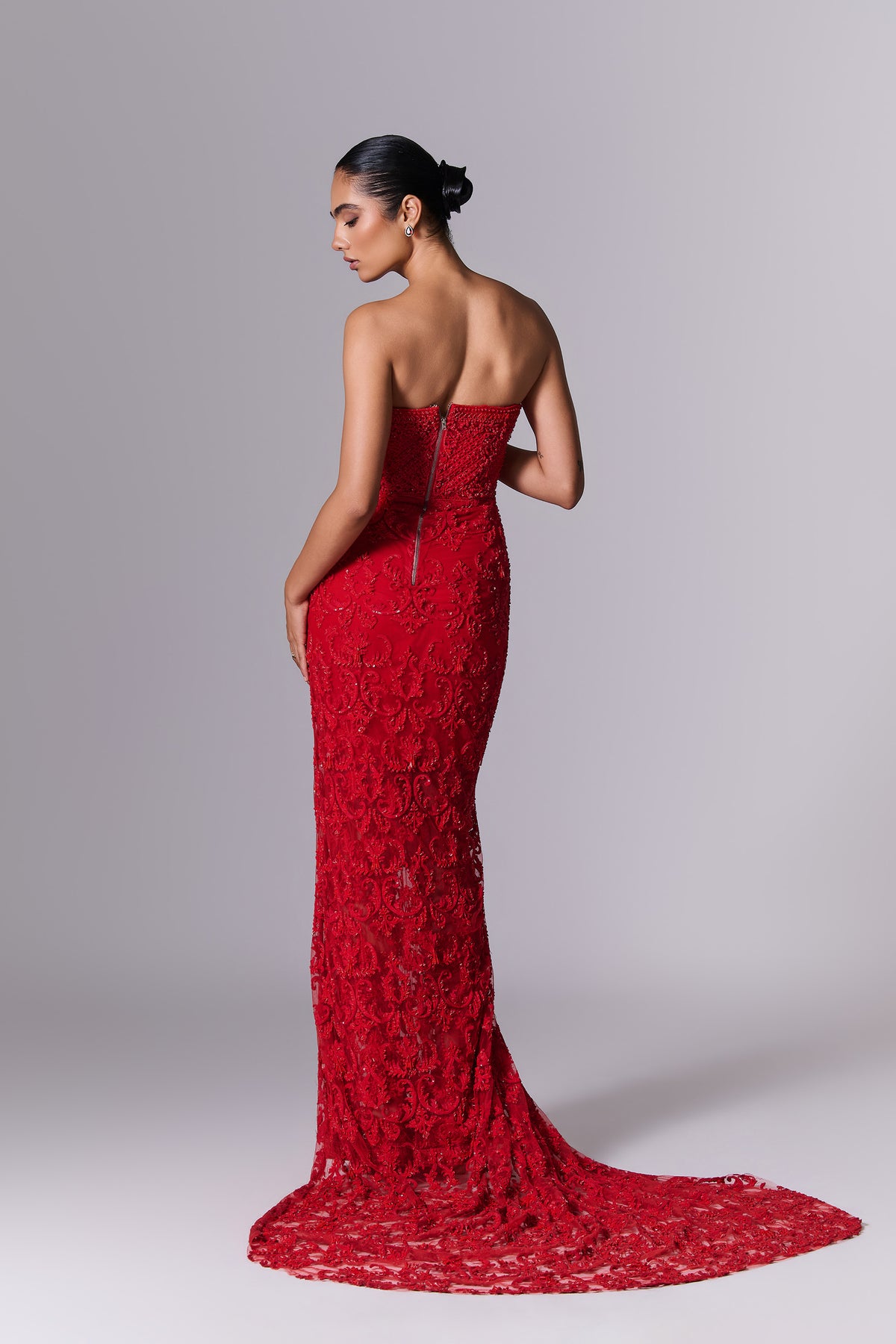 Red Embellished Gown