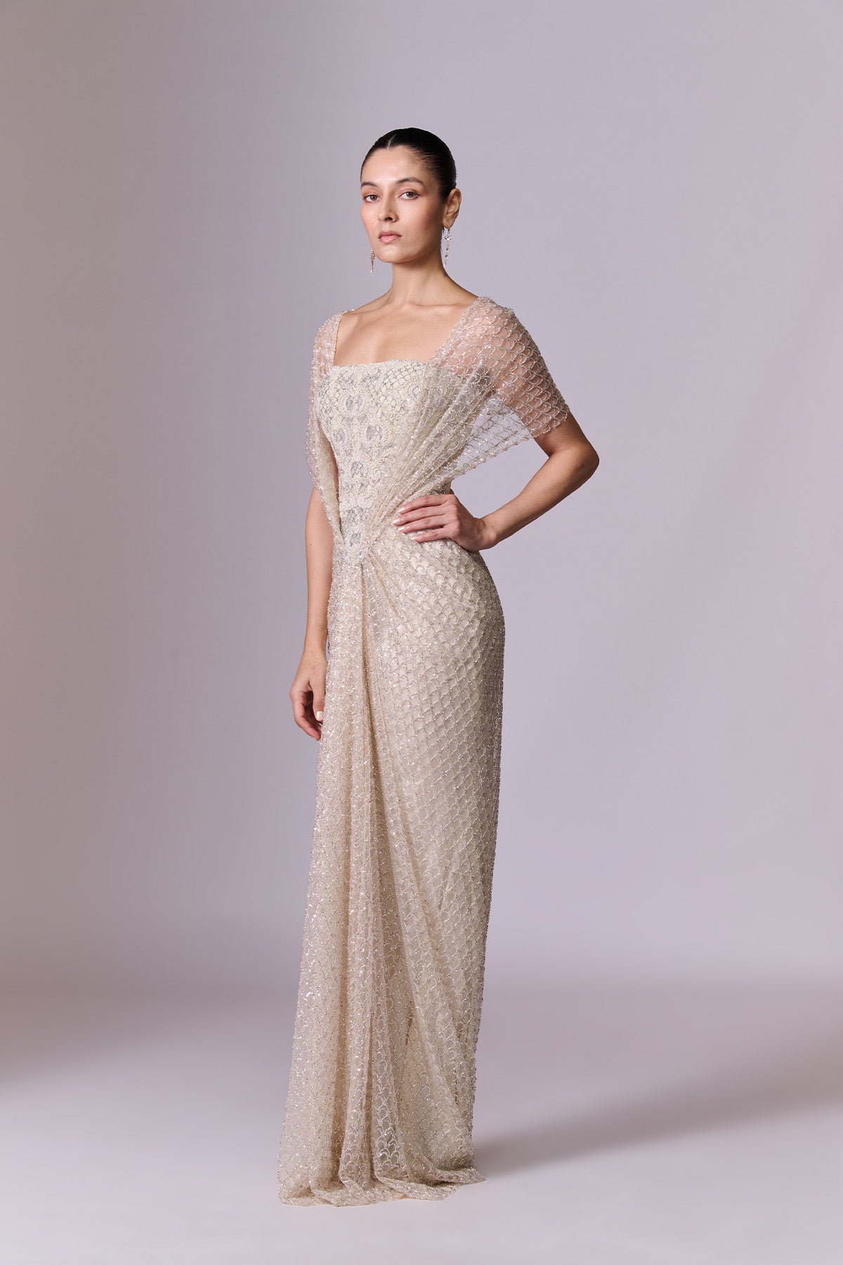 Ivory Pearl Embroidered Gown
