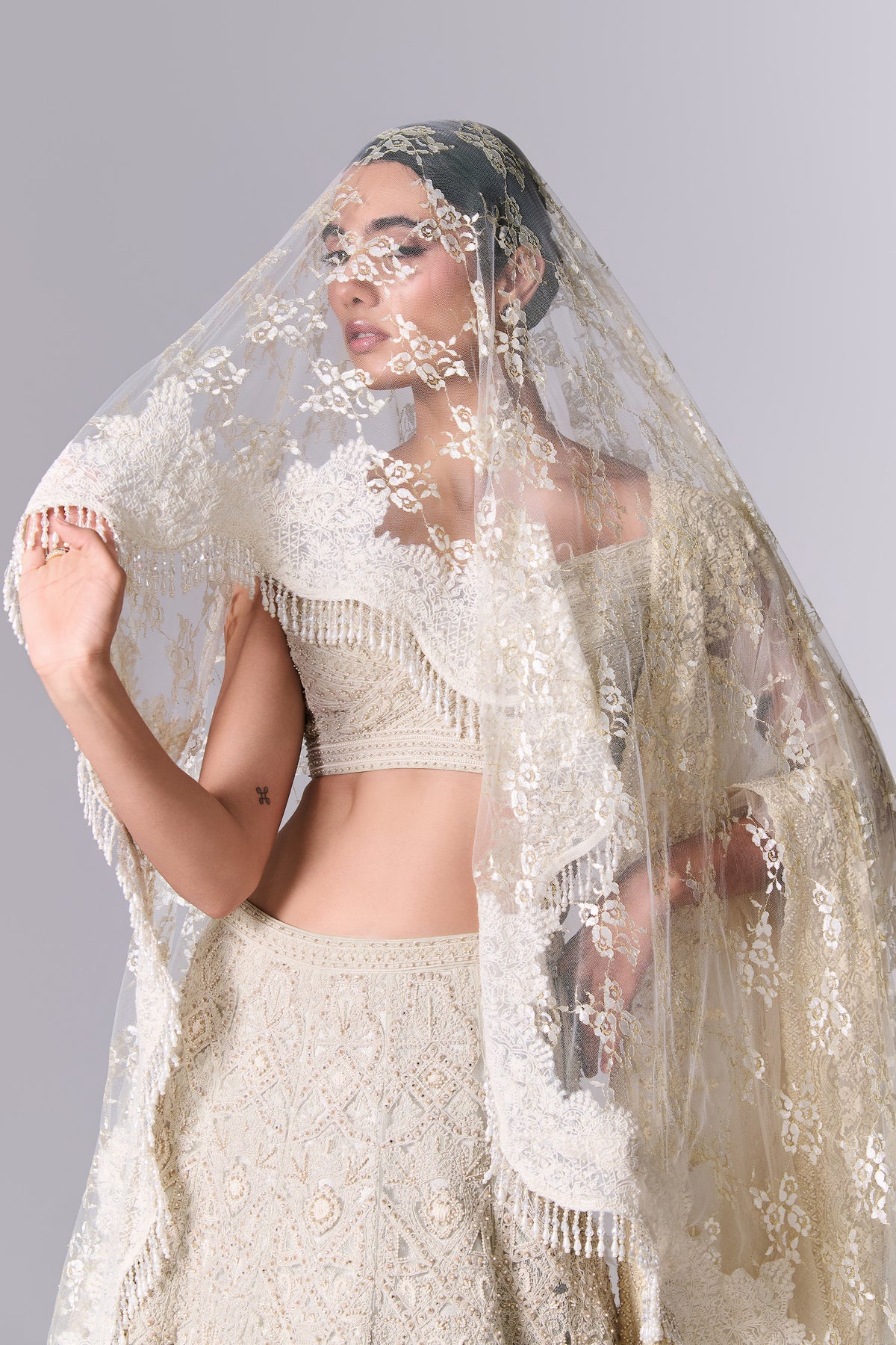 Pebble White Embellished Lehenga Set