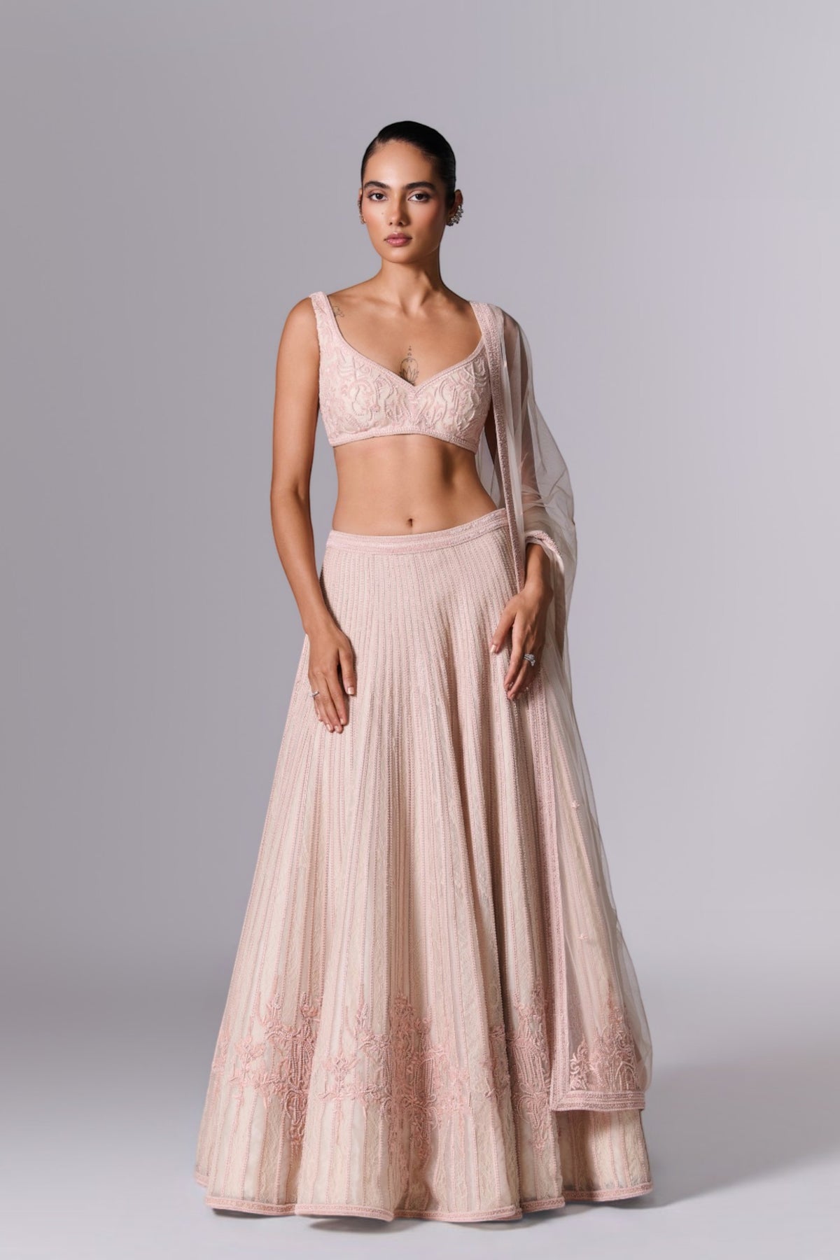 Snow Pink Embellished Lehenga Set