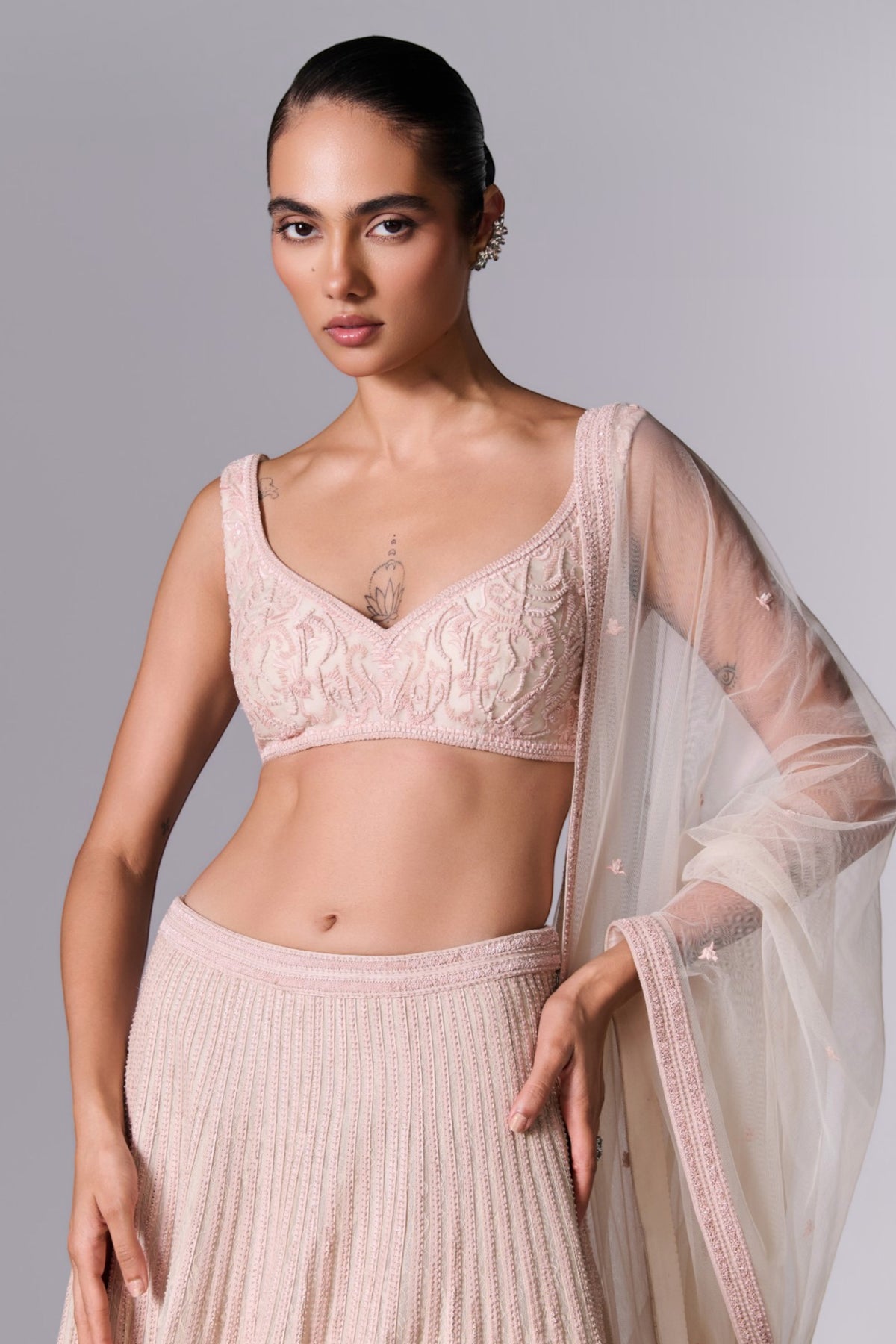 Snow Pink Embellished Lehenga Set