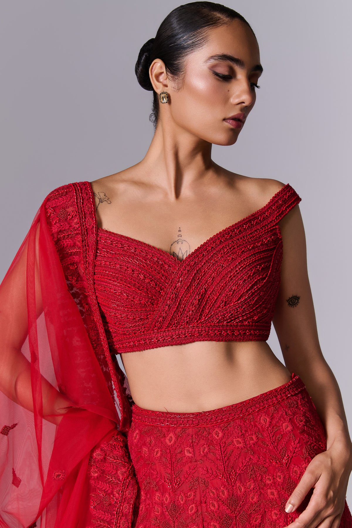 Scarlet Red Embellished Lehenga Set