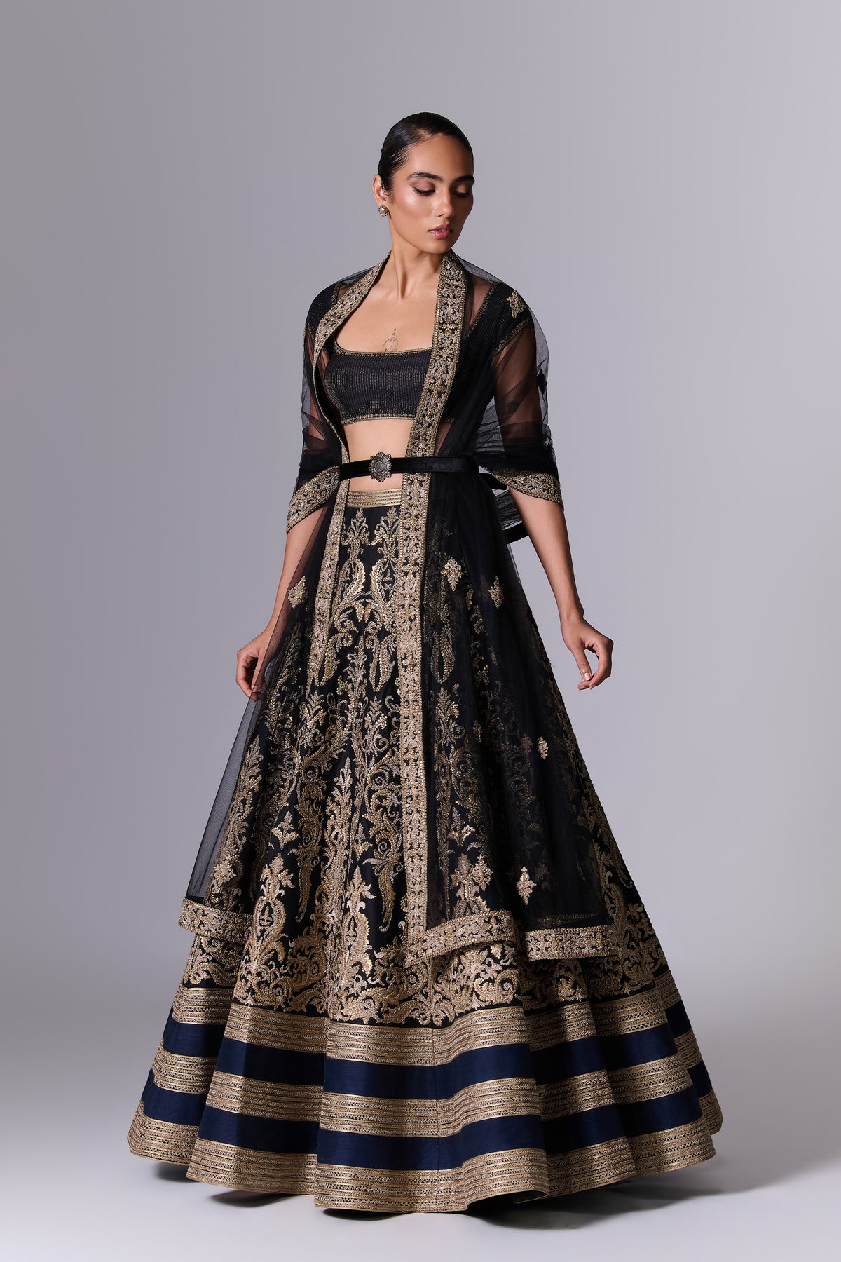 Obsidian Black Embellished Lehenga Set