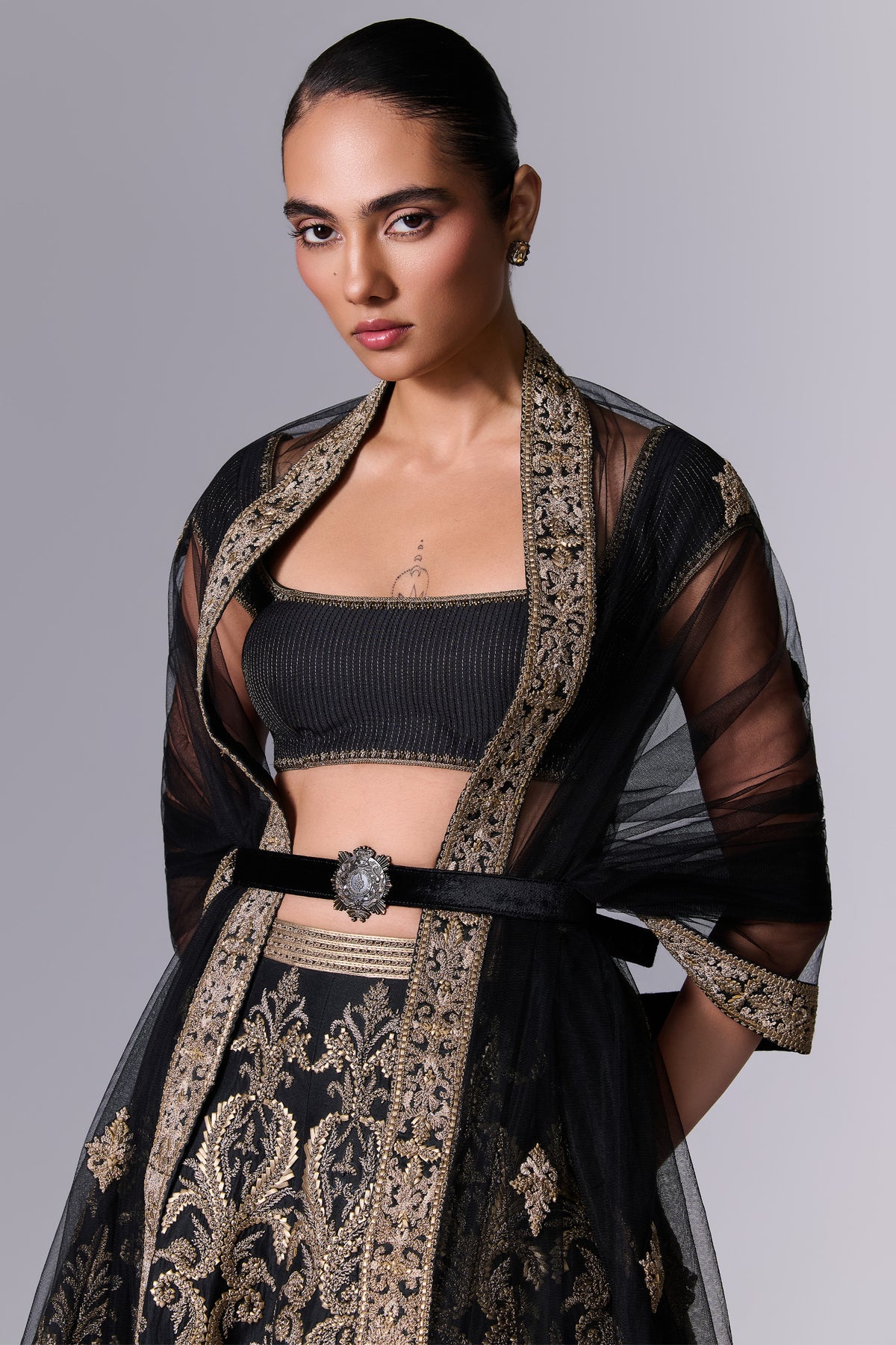 Obsidian Black Embellished Lehenga Set