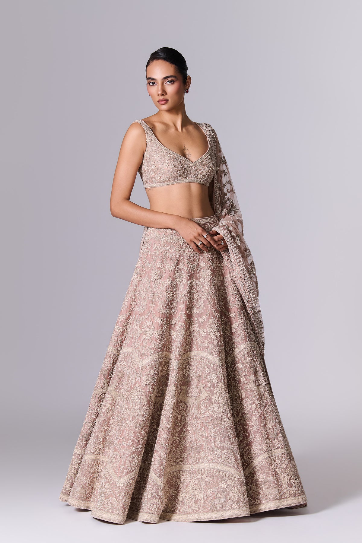 Dusty Blush Embellished Lehenga Set