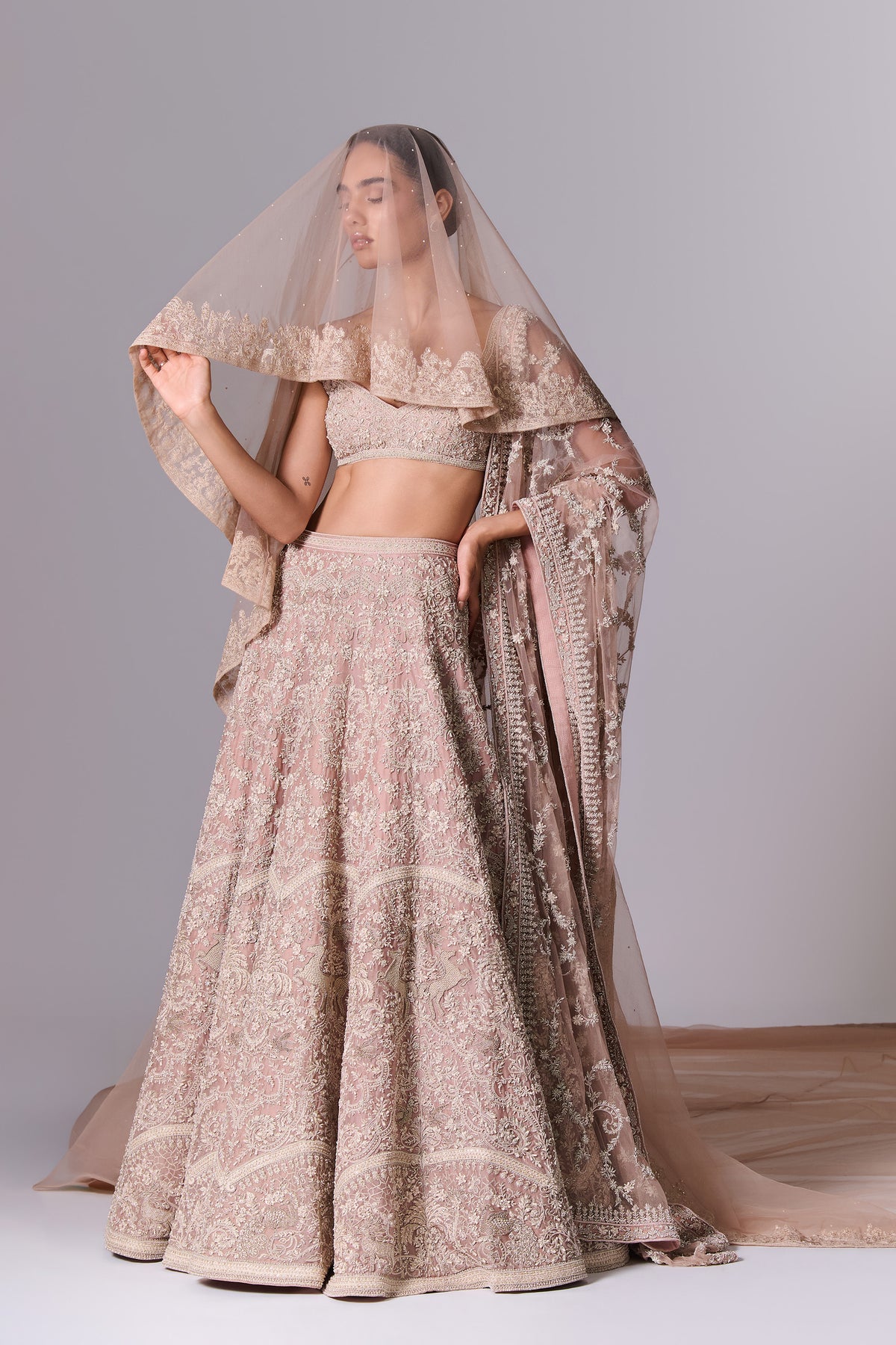 Dusty Blush Embellished Lehenga Set