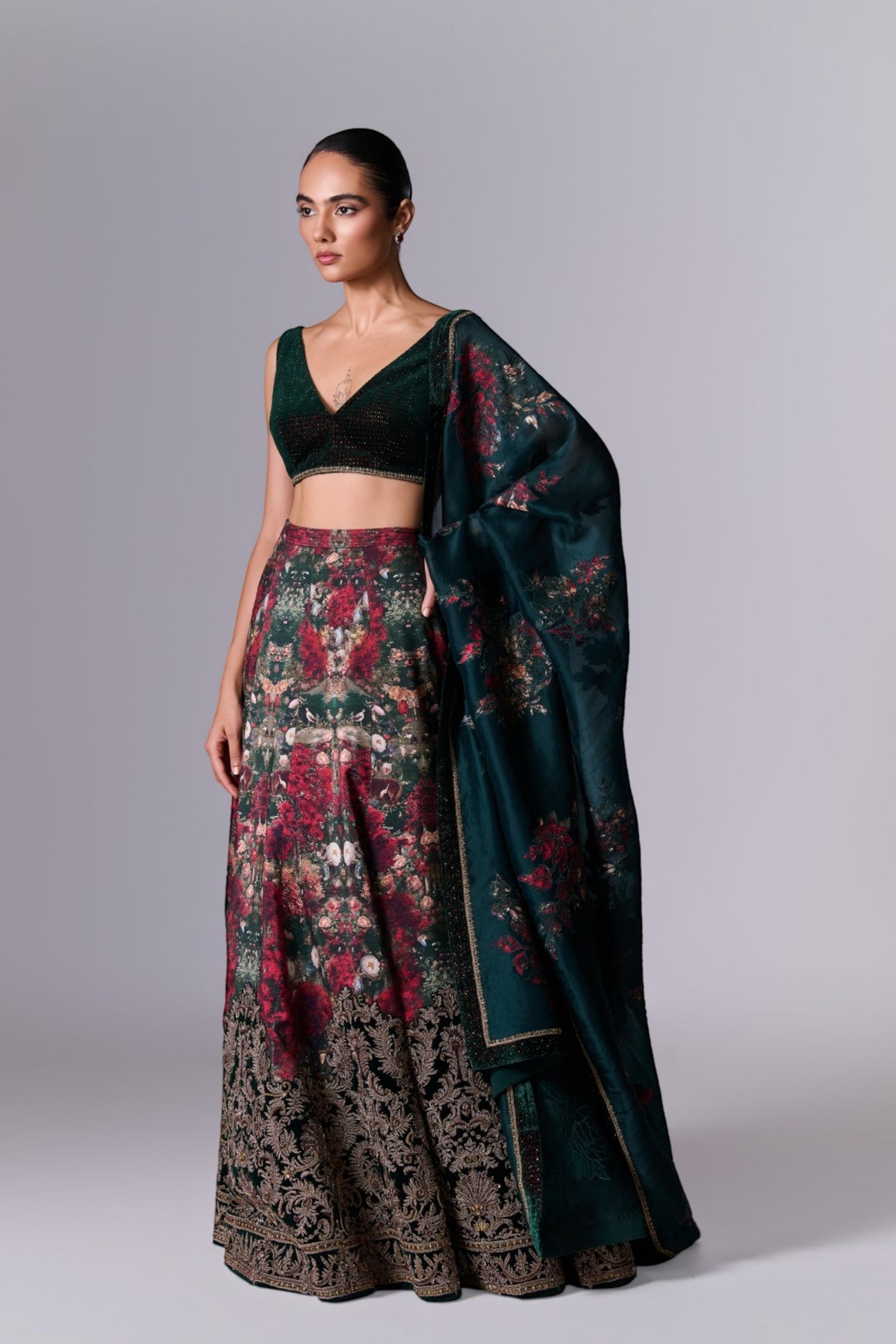 Printed Embellished Lehenga Set