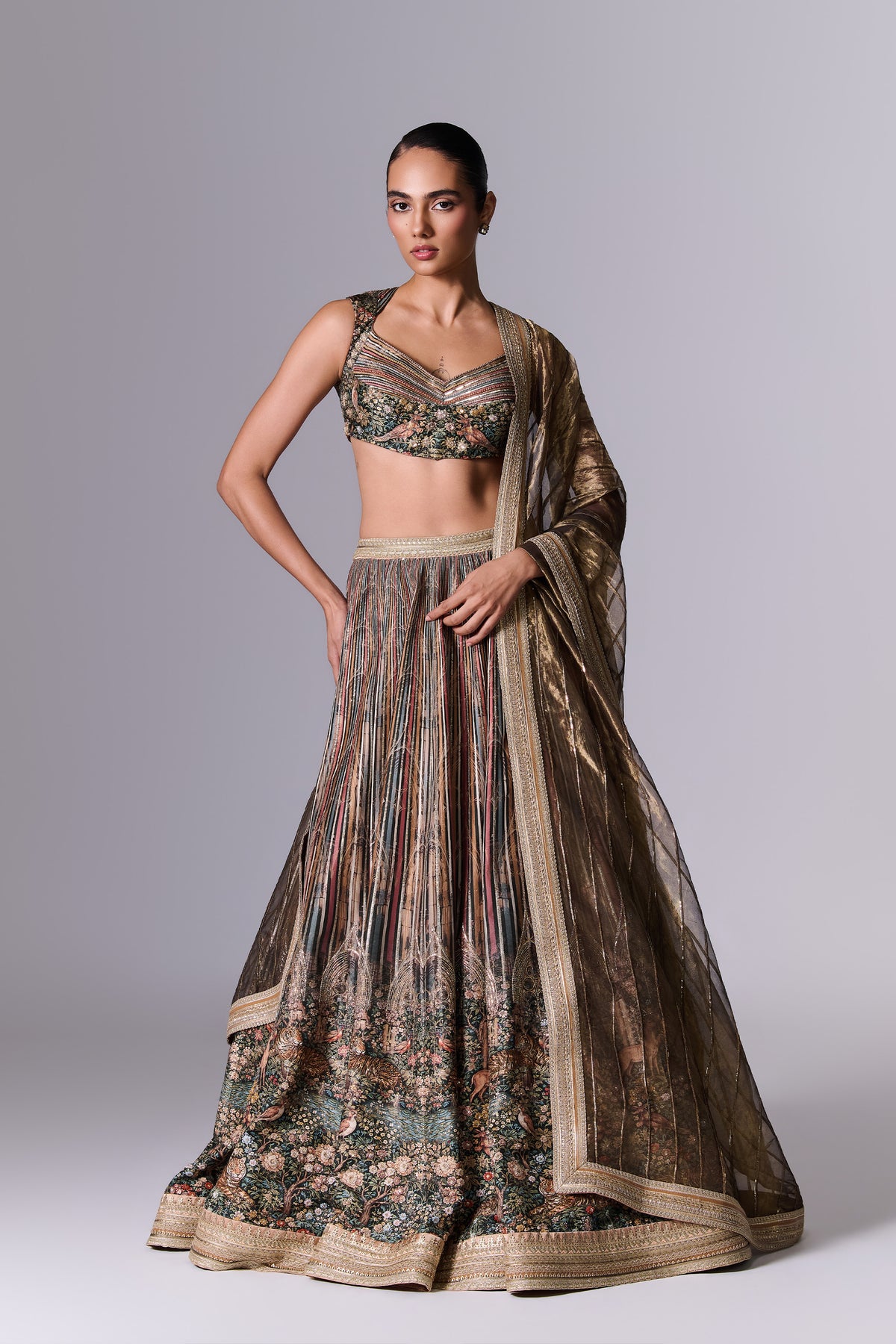 Printed Embellished Lehenga Set