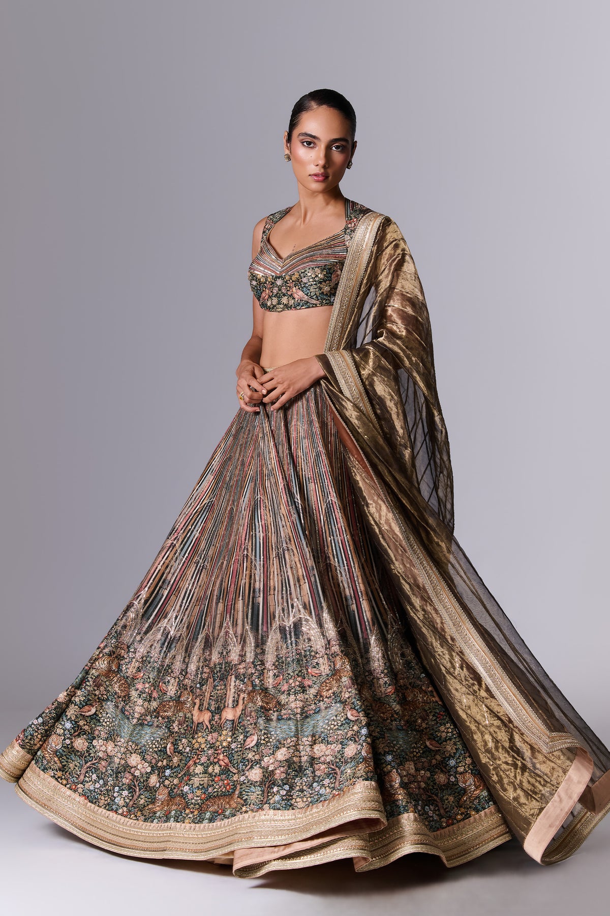 Printed Embellished Lehenga Set
