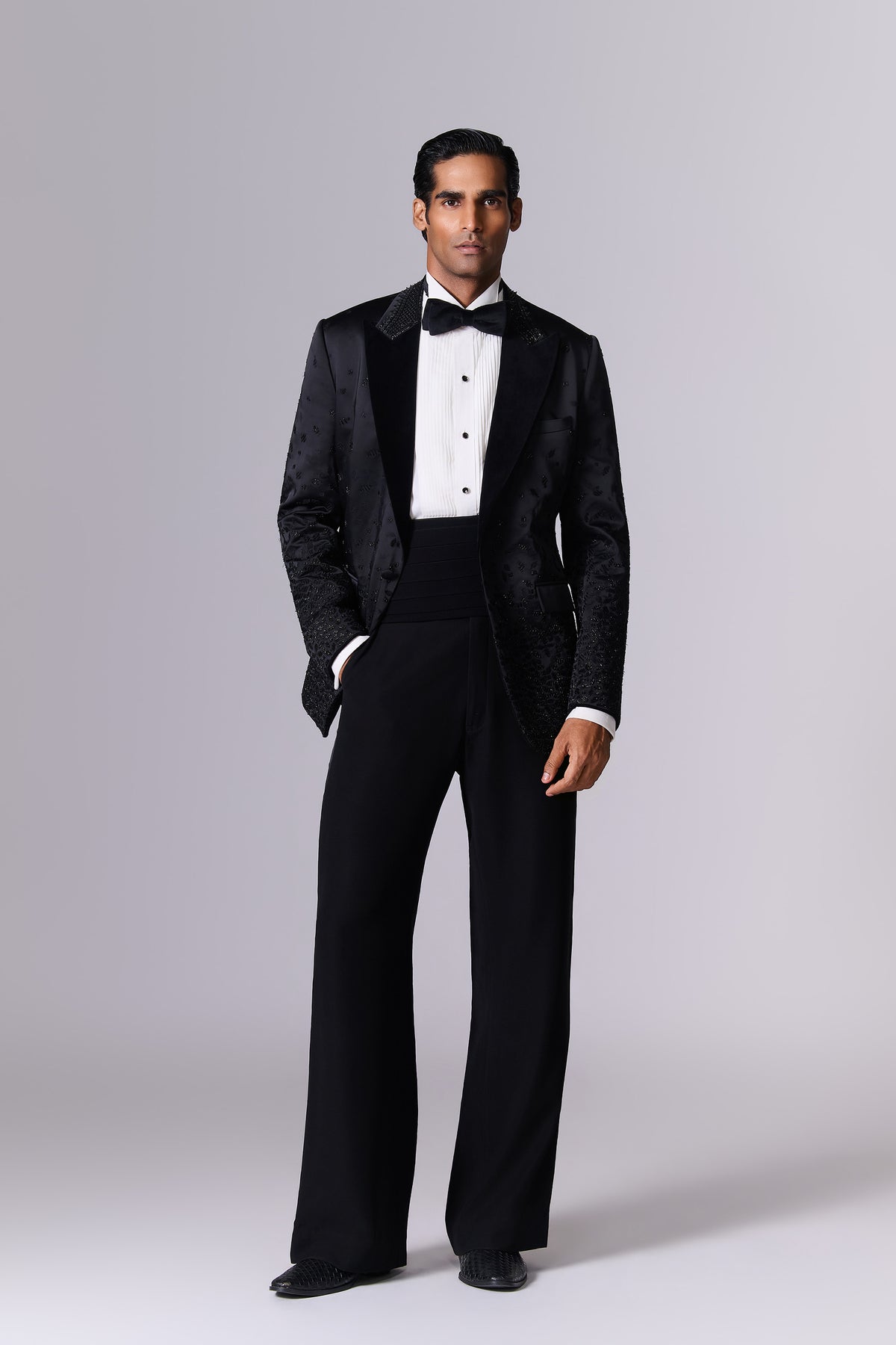 Black Tailored Tuxedo Set