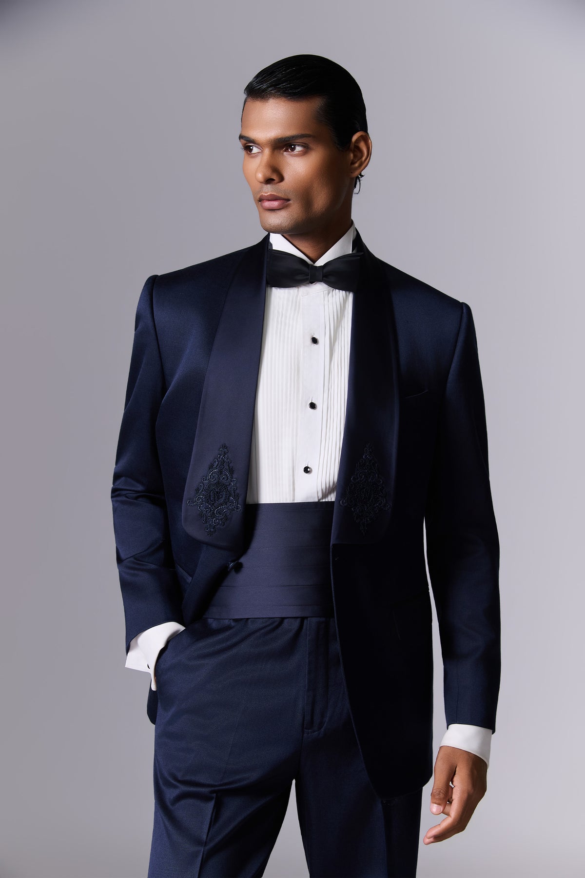 Celeste Navy Cocktail Tuxedo Set