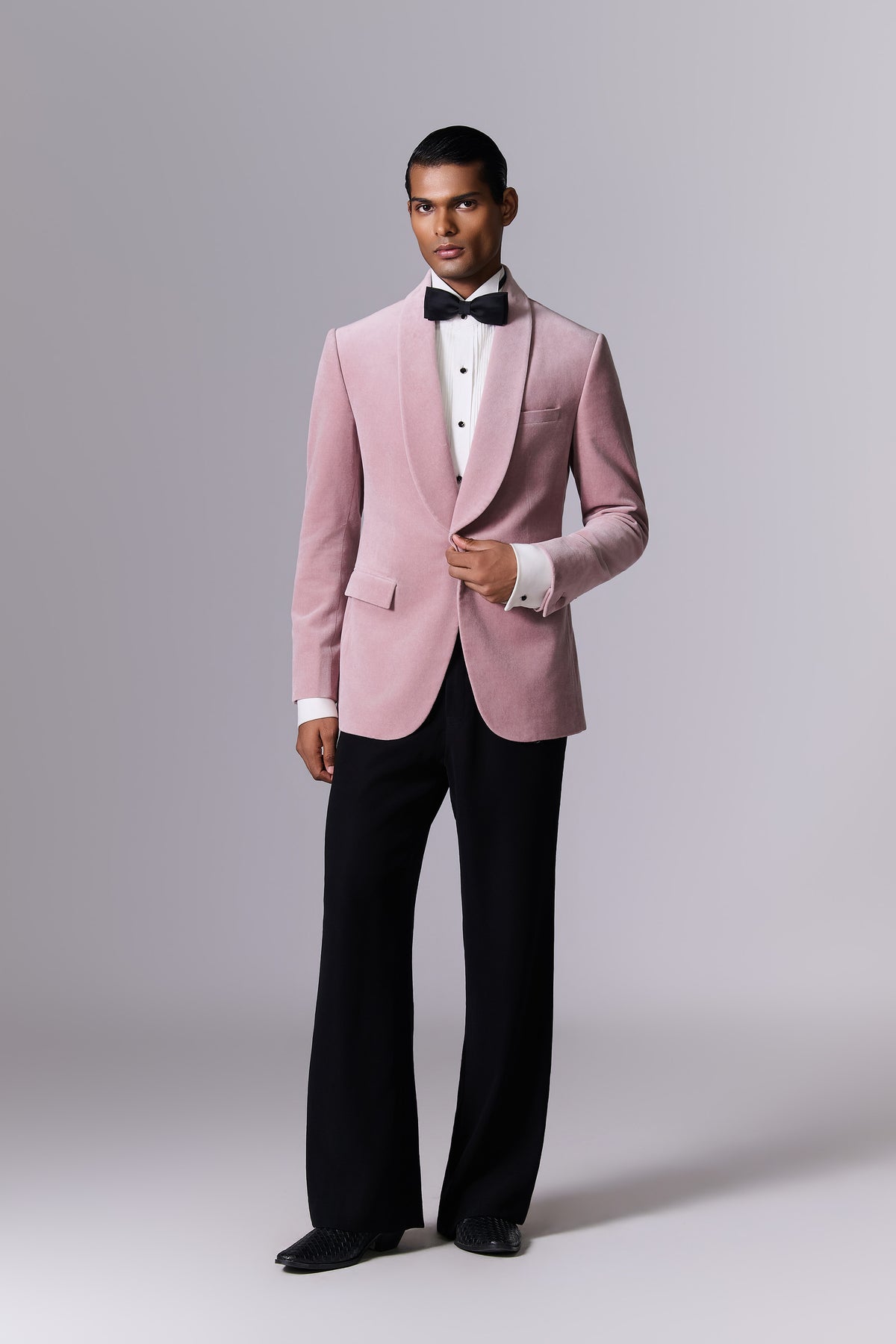Blush Velvet Cocktail Tuxedo Set