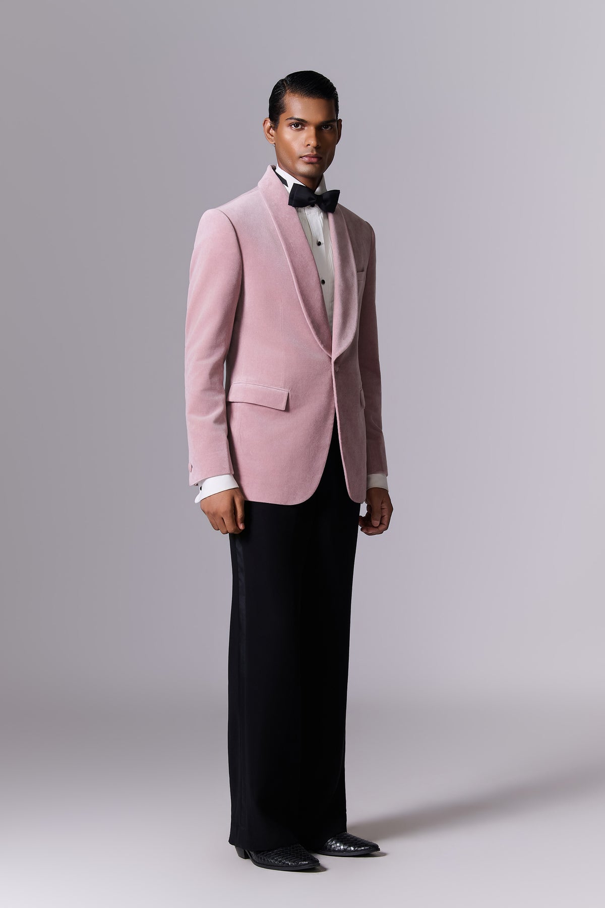 Blush Velvet Cocktail Tuxedo Set