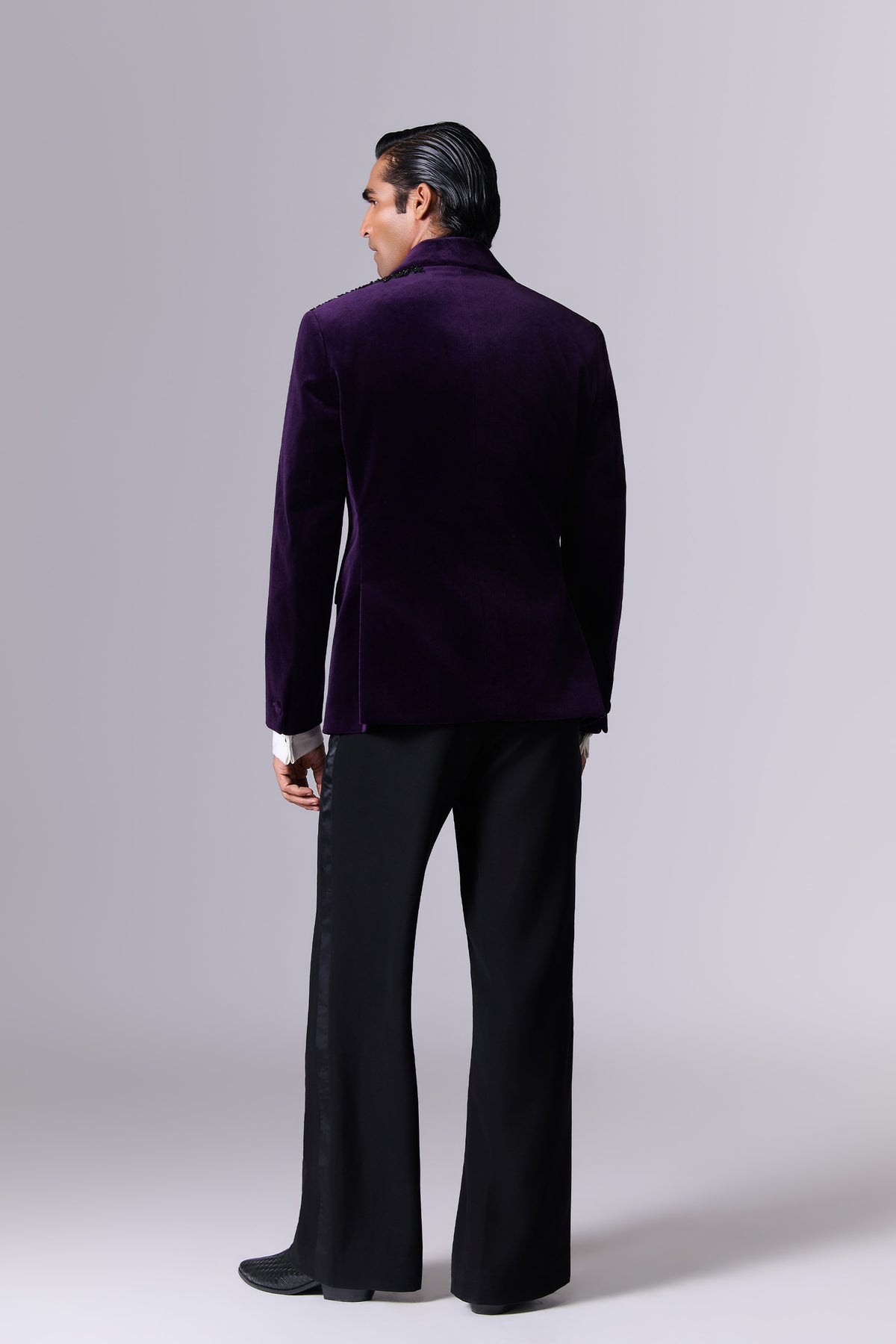 Violet Indigo Velvet Tuxedo Set