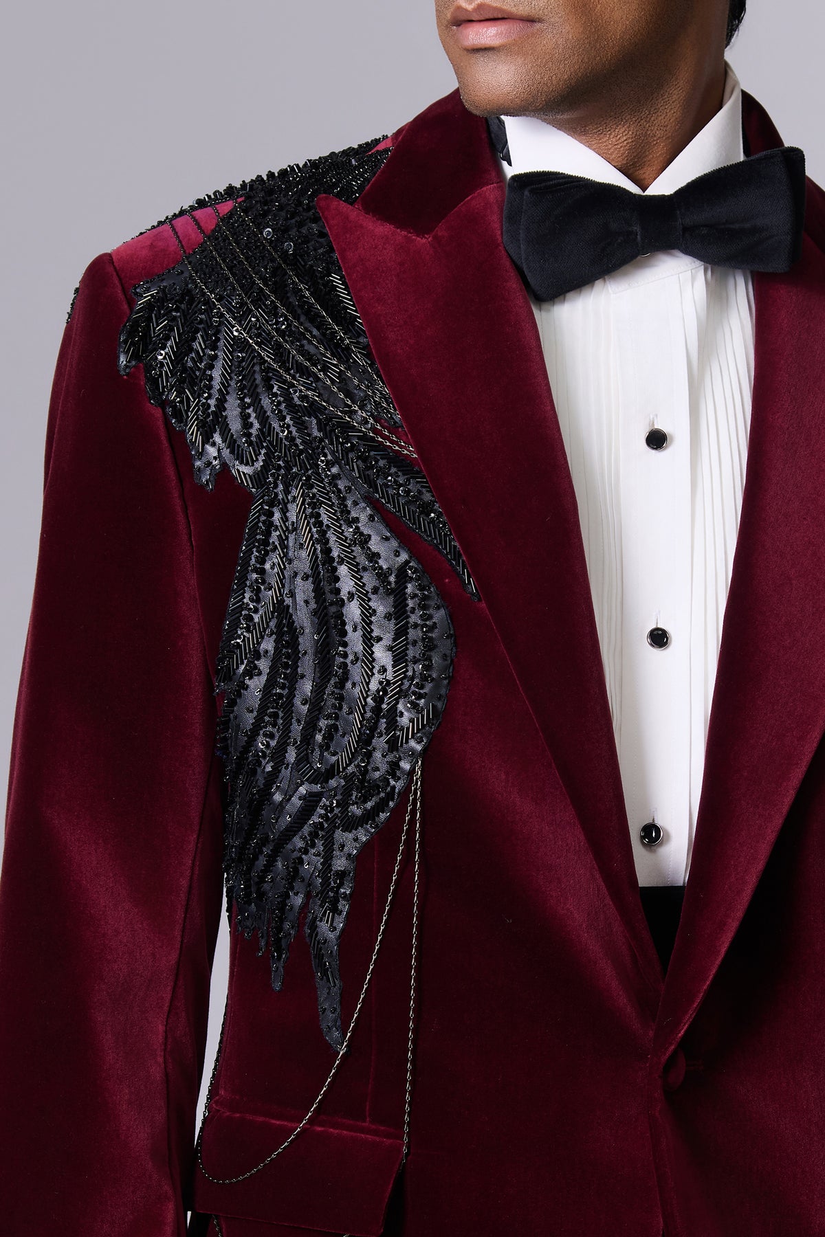 Vintage Merlot Velvet Tuxedo Set