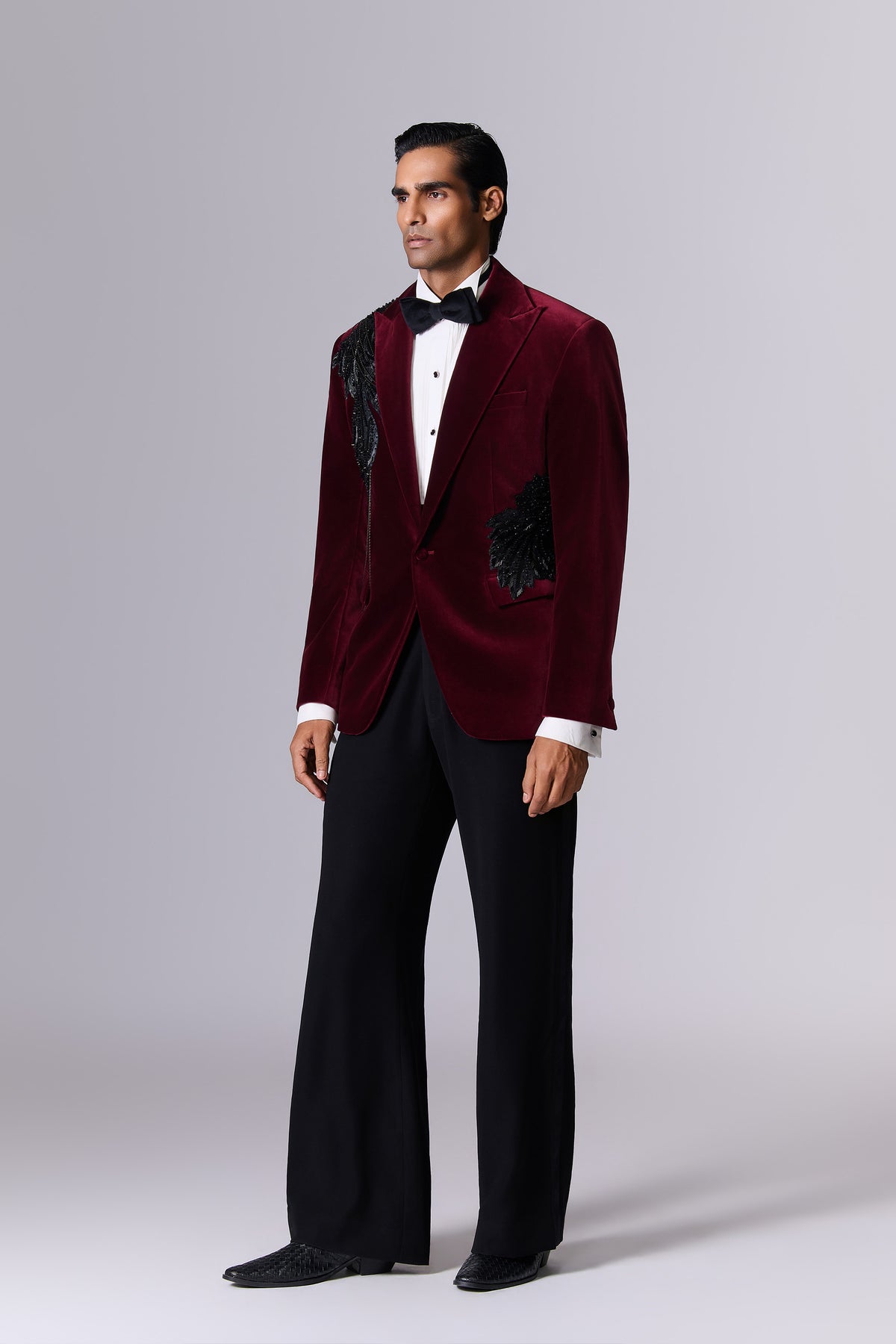 Vintage Merlot Velvet Tuxedo Set