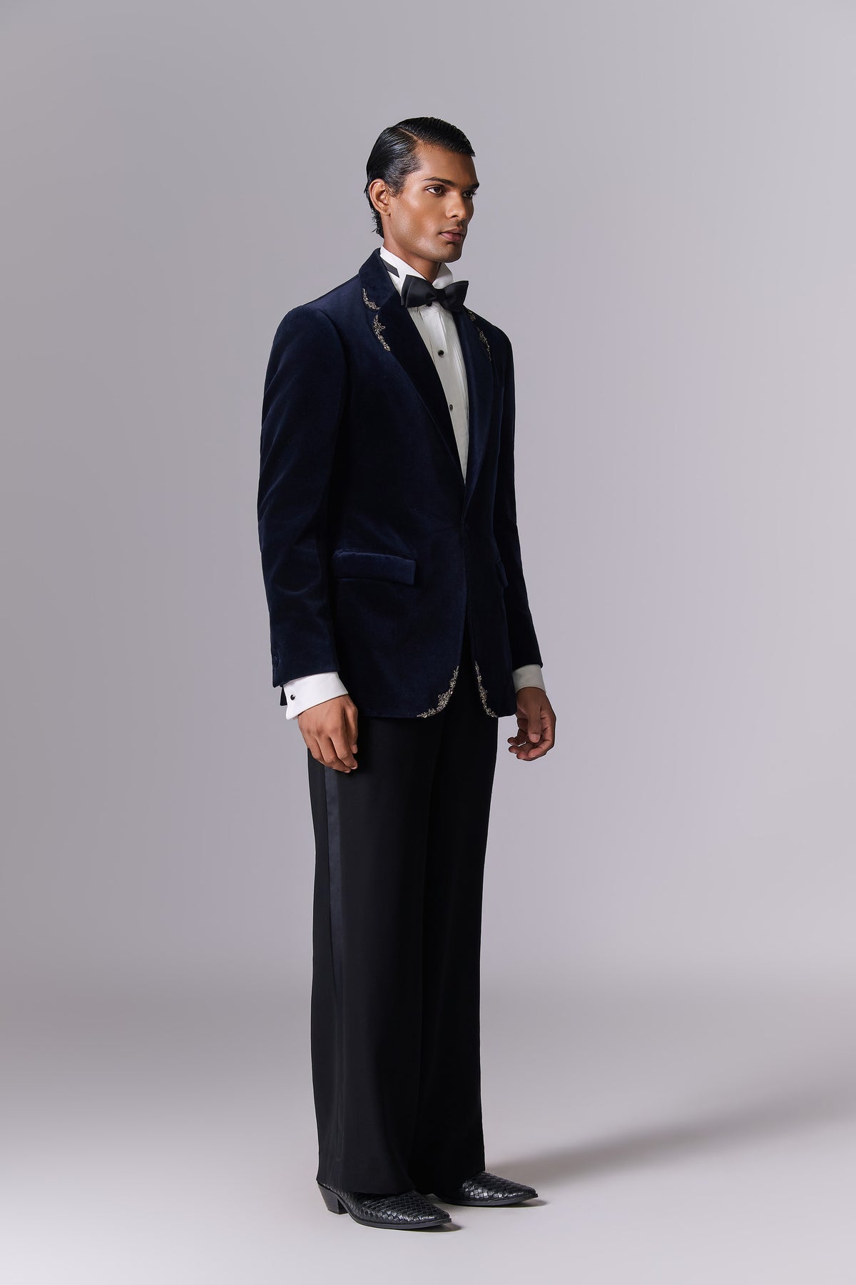 Midnight Blue Velvet Cocktail Tuxedo Set