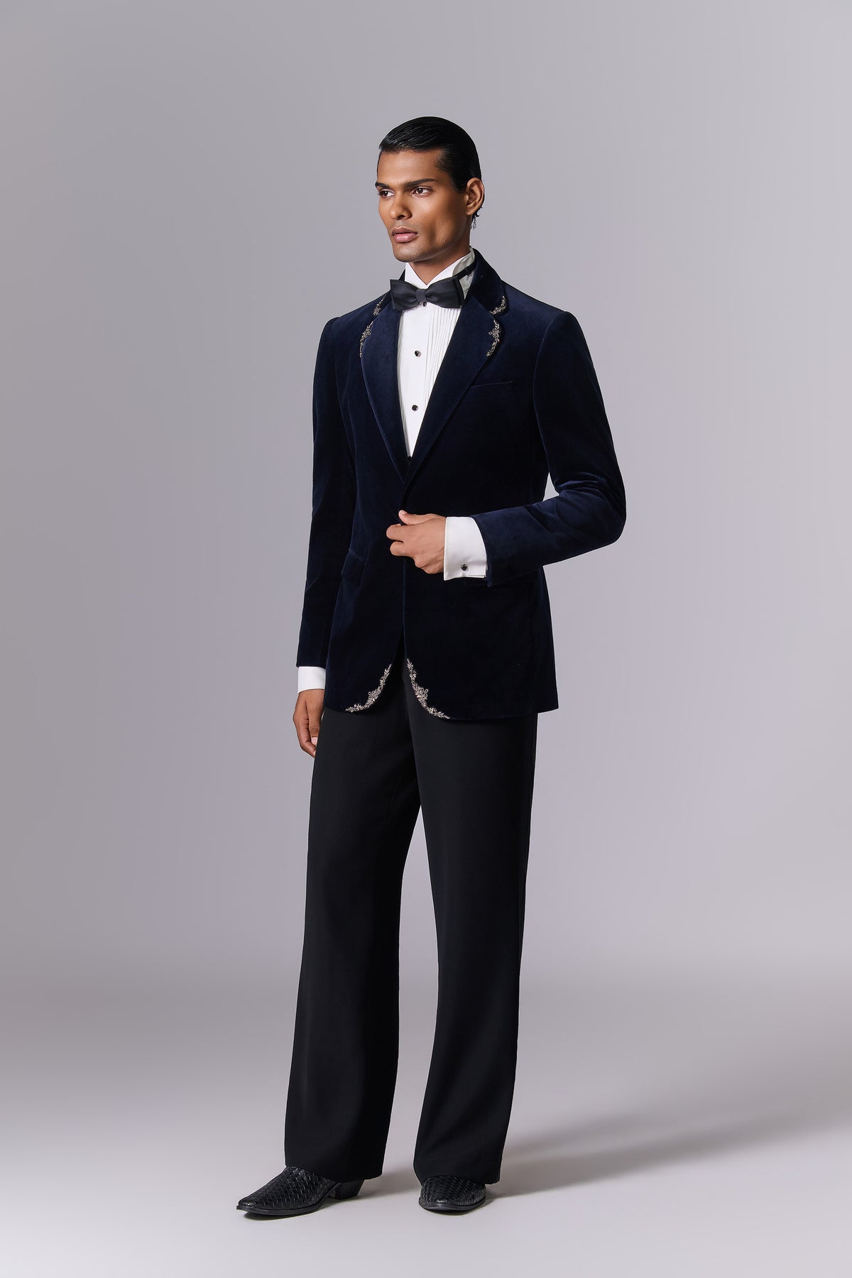 Midnight Blue Velvet Cocktail Tuxedo Set