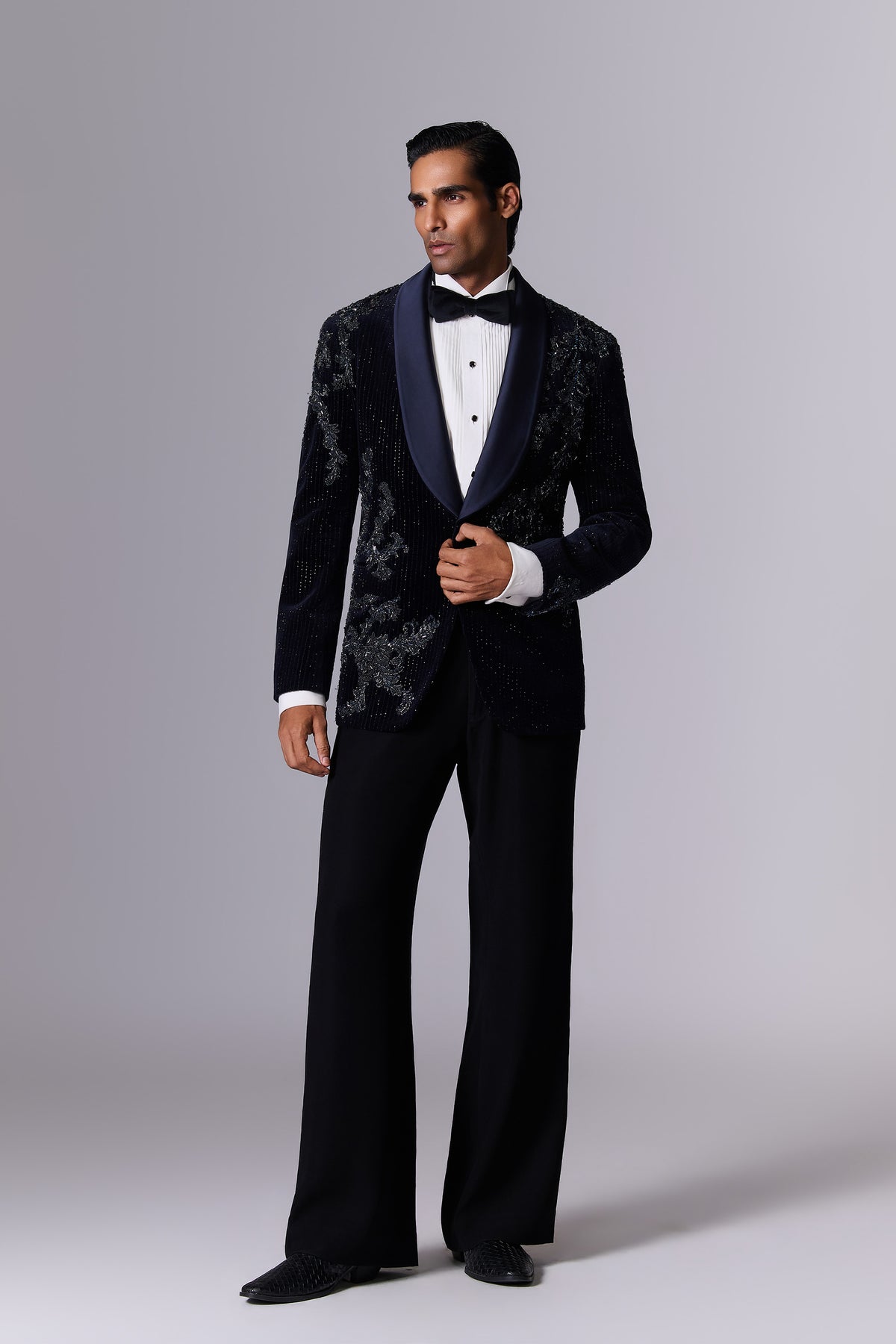 Midnight Blue Velvet Tuxedo Set