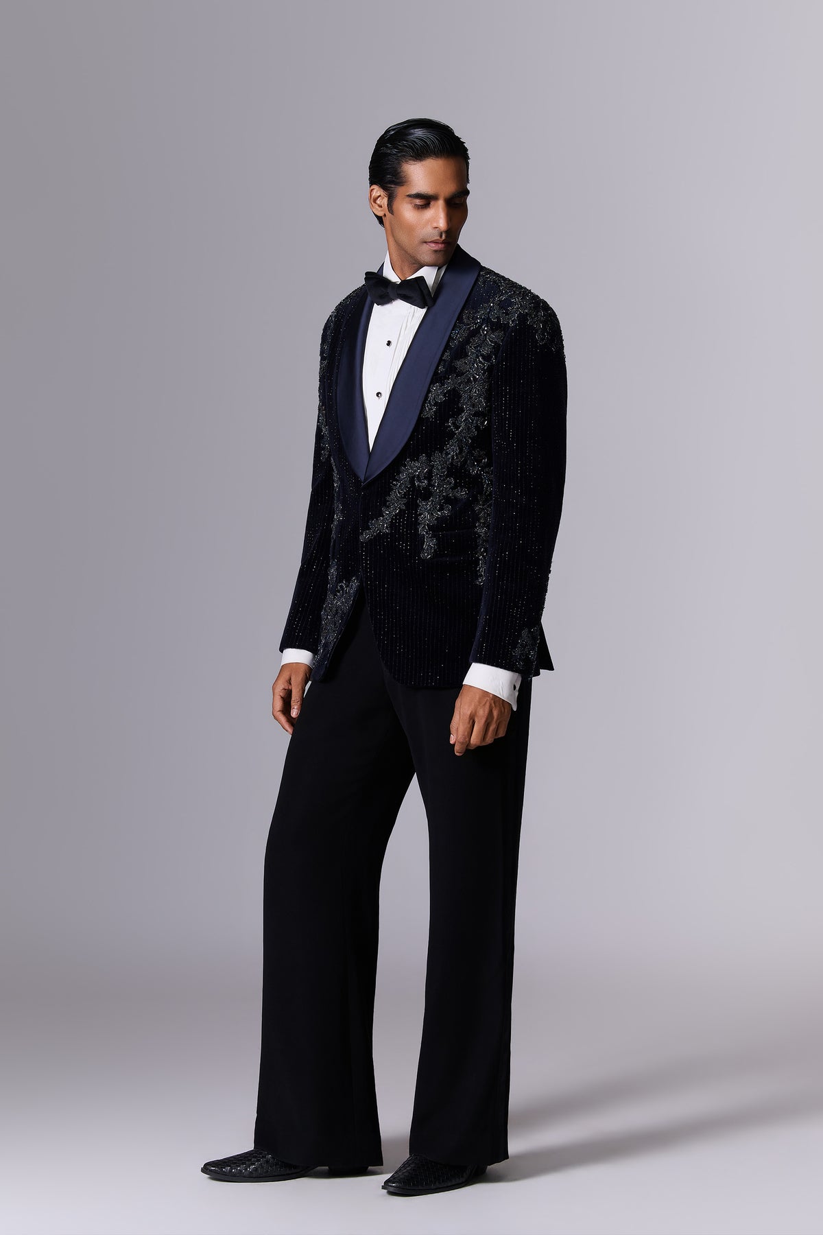 Midnight Blue Velvet Tuxedo Set